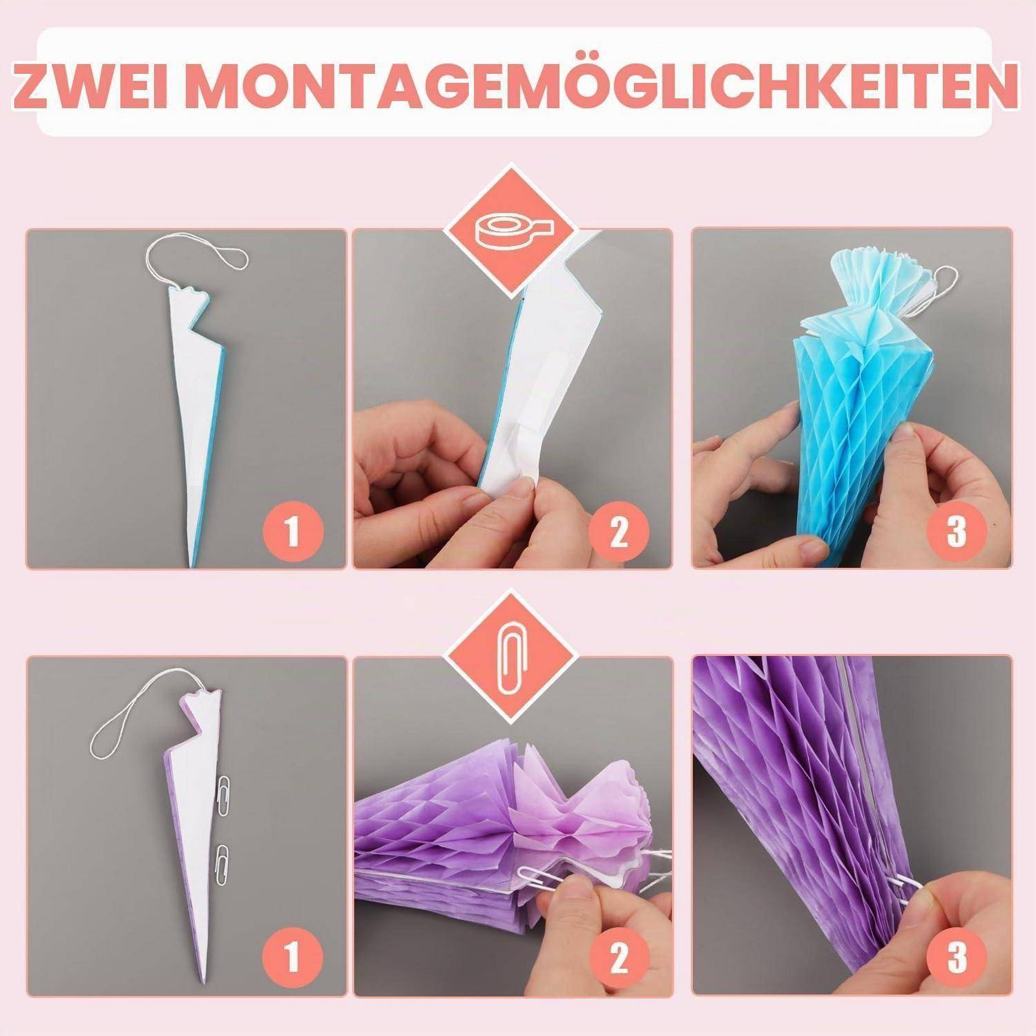 10x Schultüte Girlande Honigwabe Pastell 20cm