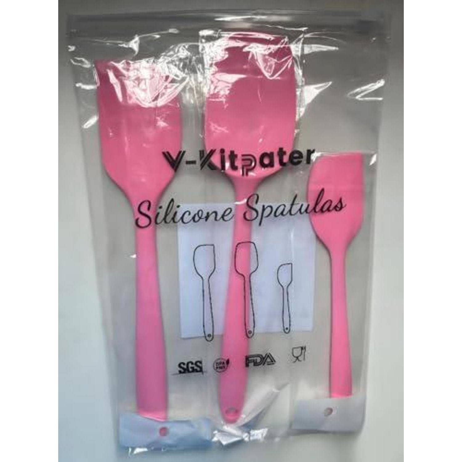 Packung mit drei rosa Silikon-Spachteln mit der Aufschrift „V-Kitpater Silikon-Spachteln