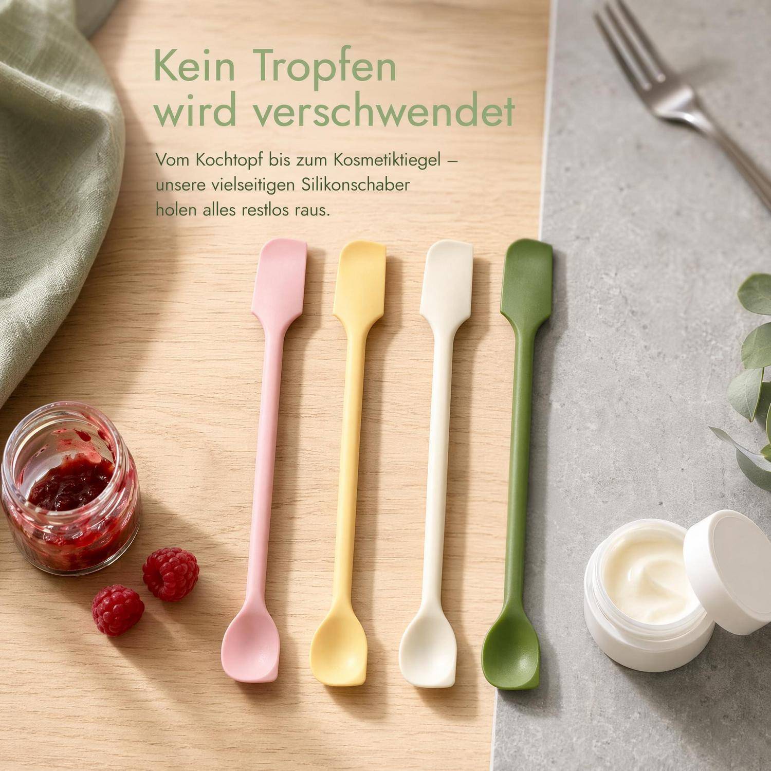 4er Set Mini Silikonspatel Doppelkopf 26cm lebensmittelecht spülmaschinengeeignet
