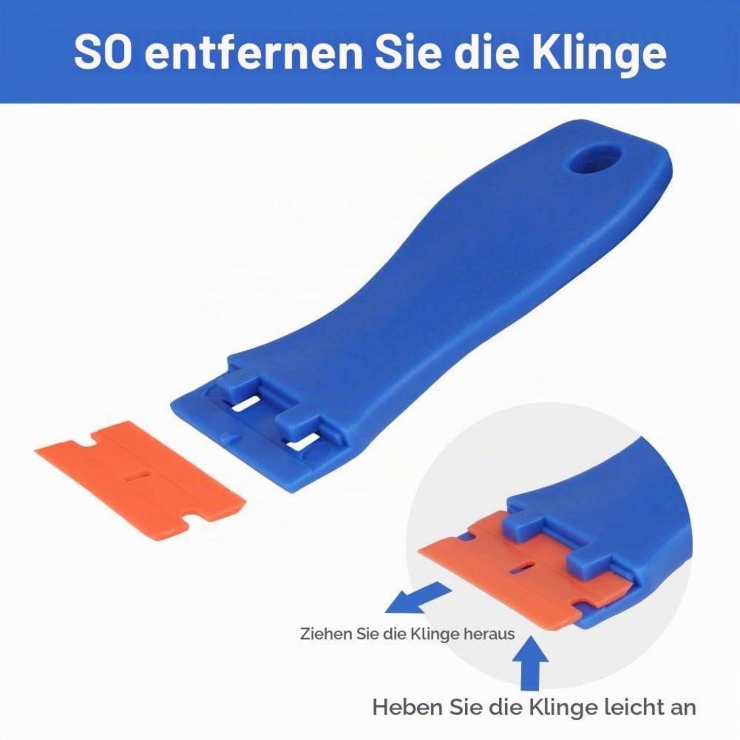 Schaber Set 2 Stück mit 120 Kunststoffklingen Blau