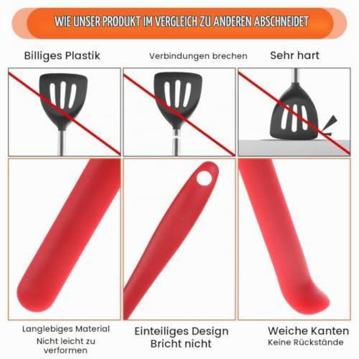 Silikon-Spatel 6er-Set 24cm bunt