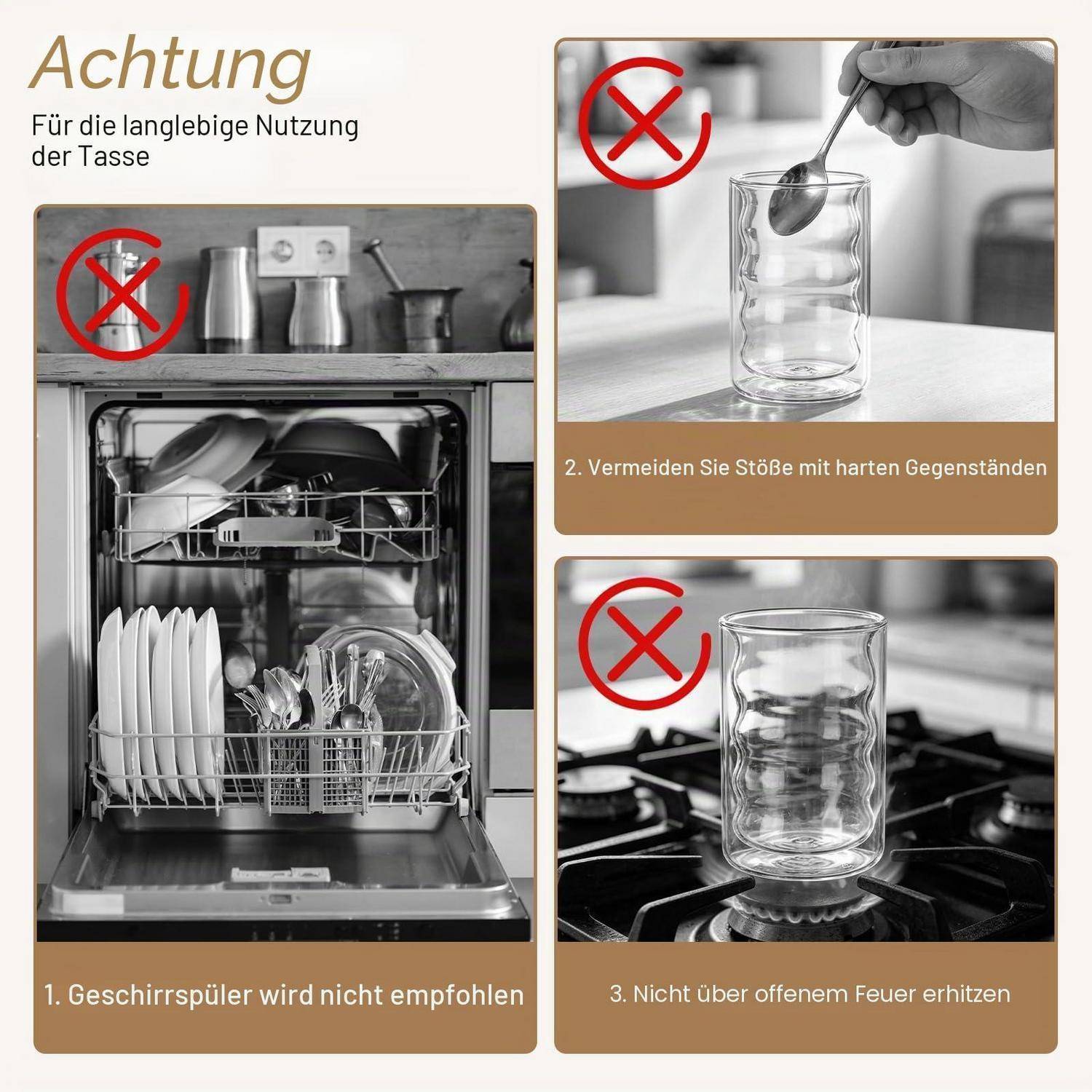 4er Set Latte Macchiato Gläser 350ml Doppelwandig Hochborosilikatglas