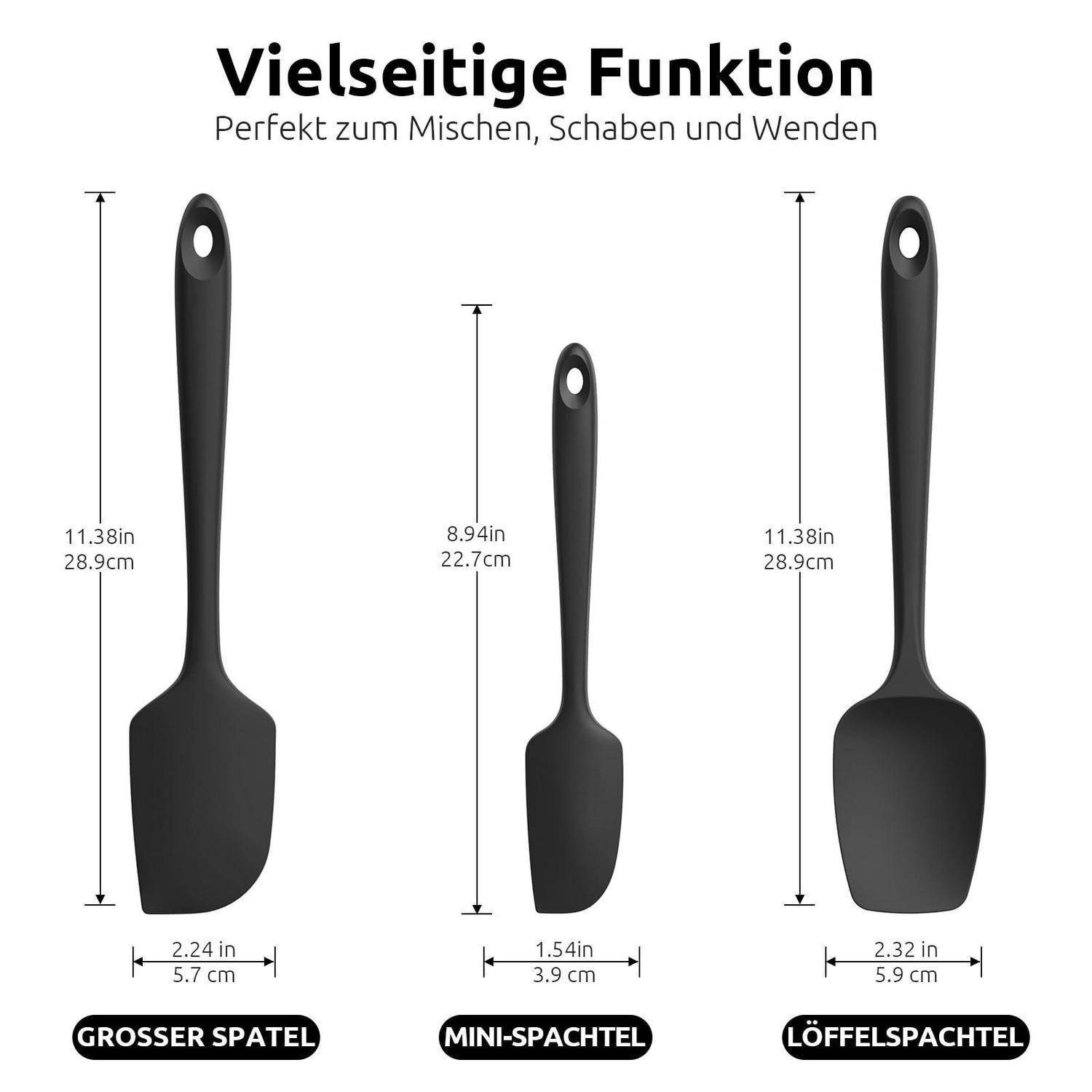U-Taste Silikon Teigschaber 3er-Set 315℃ hitzebeständig Schwarz