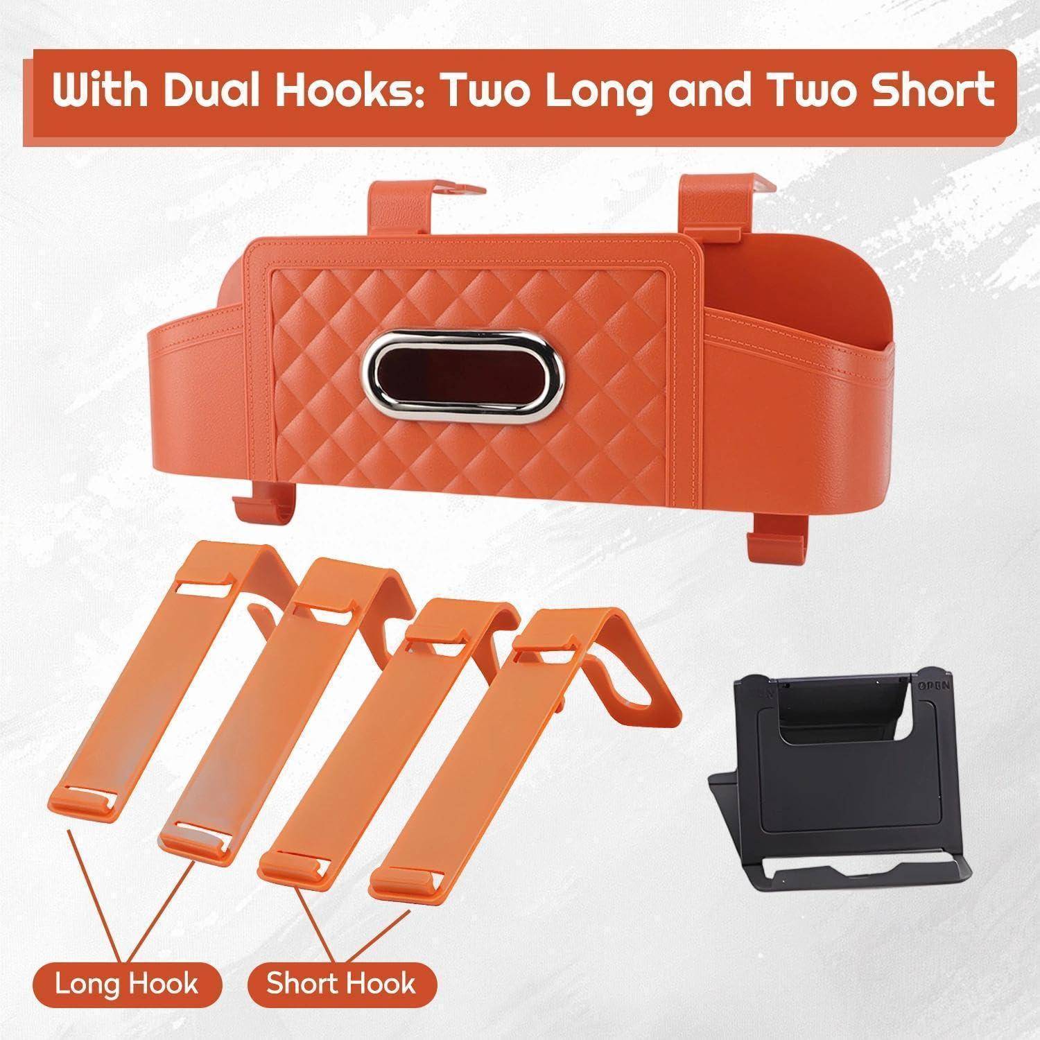 Autositz Rückenlehne Organizer mit Getränkehalter und Tissue Box Orange 2 Stück