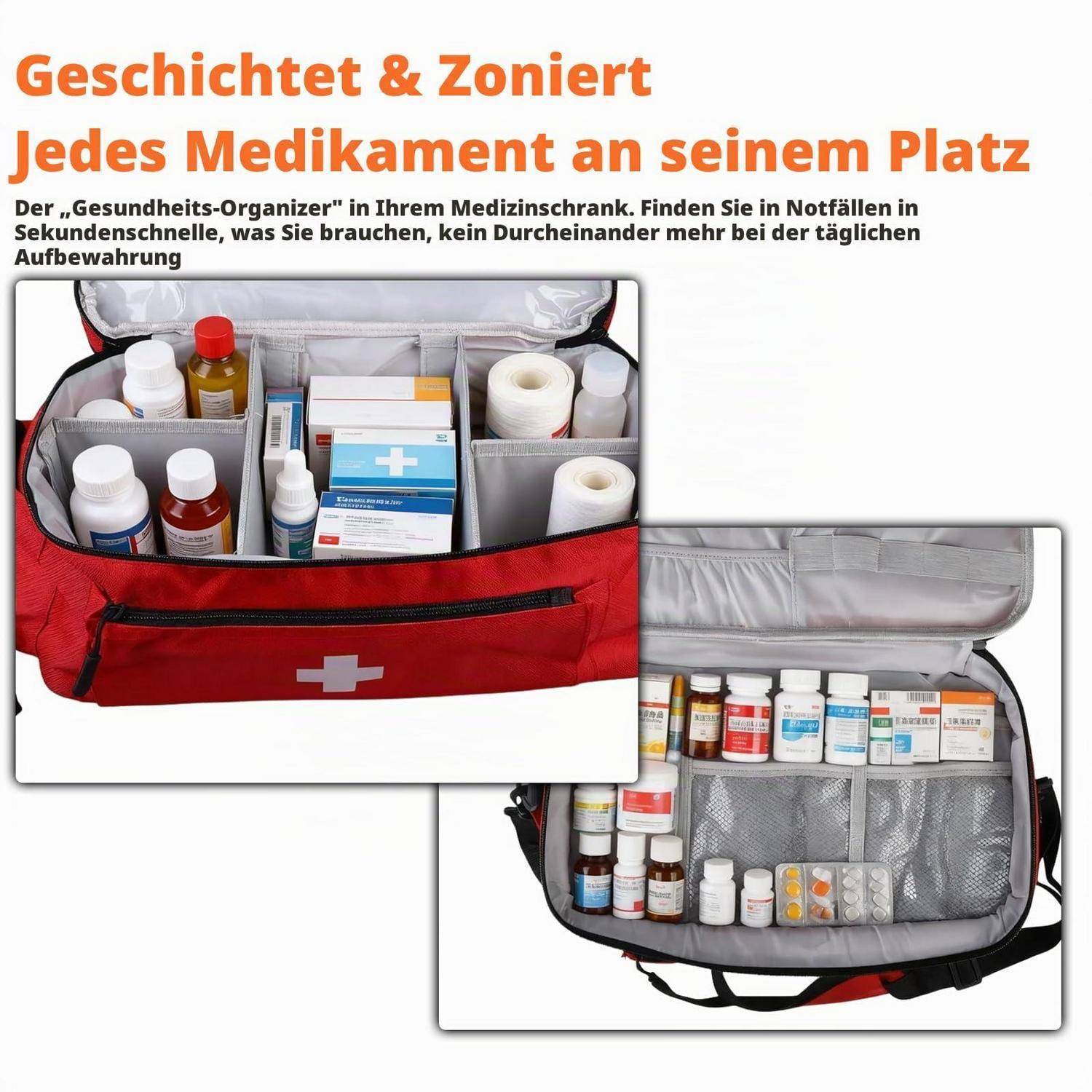 Erste Hilfe Tasche leer, Notfalltasche, Medikamententasche, Arzttasche, Reiseapotheke