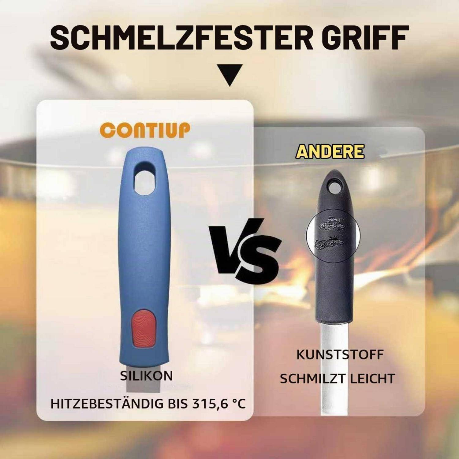 Deutscher Vergleichsgrafik von hitzebeständigen Griffen: Der 
