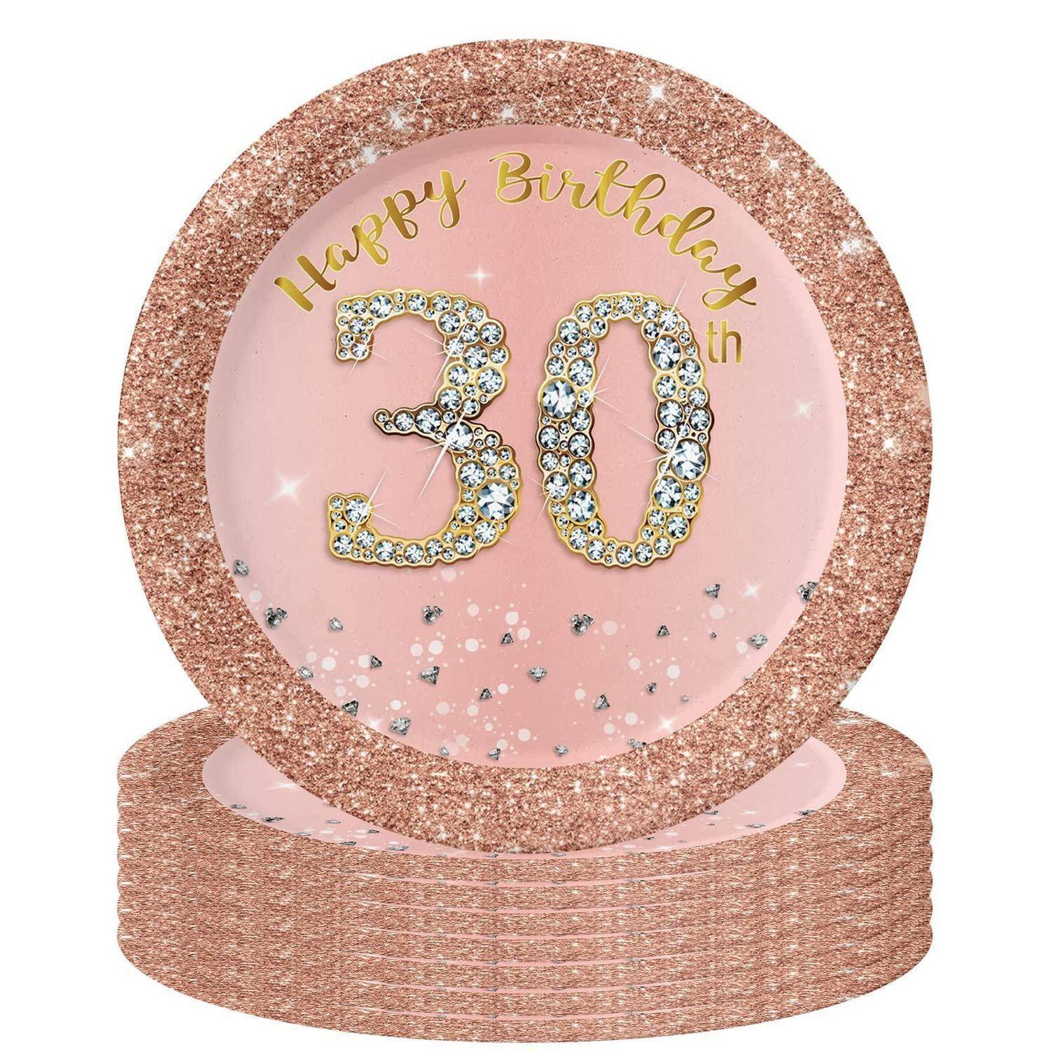 Pink und rosegold Glitter 30. Geburtstags-Tortenaufsatz mit Strass-