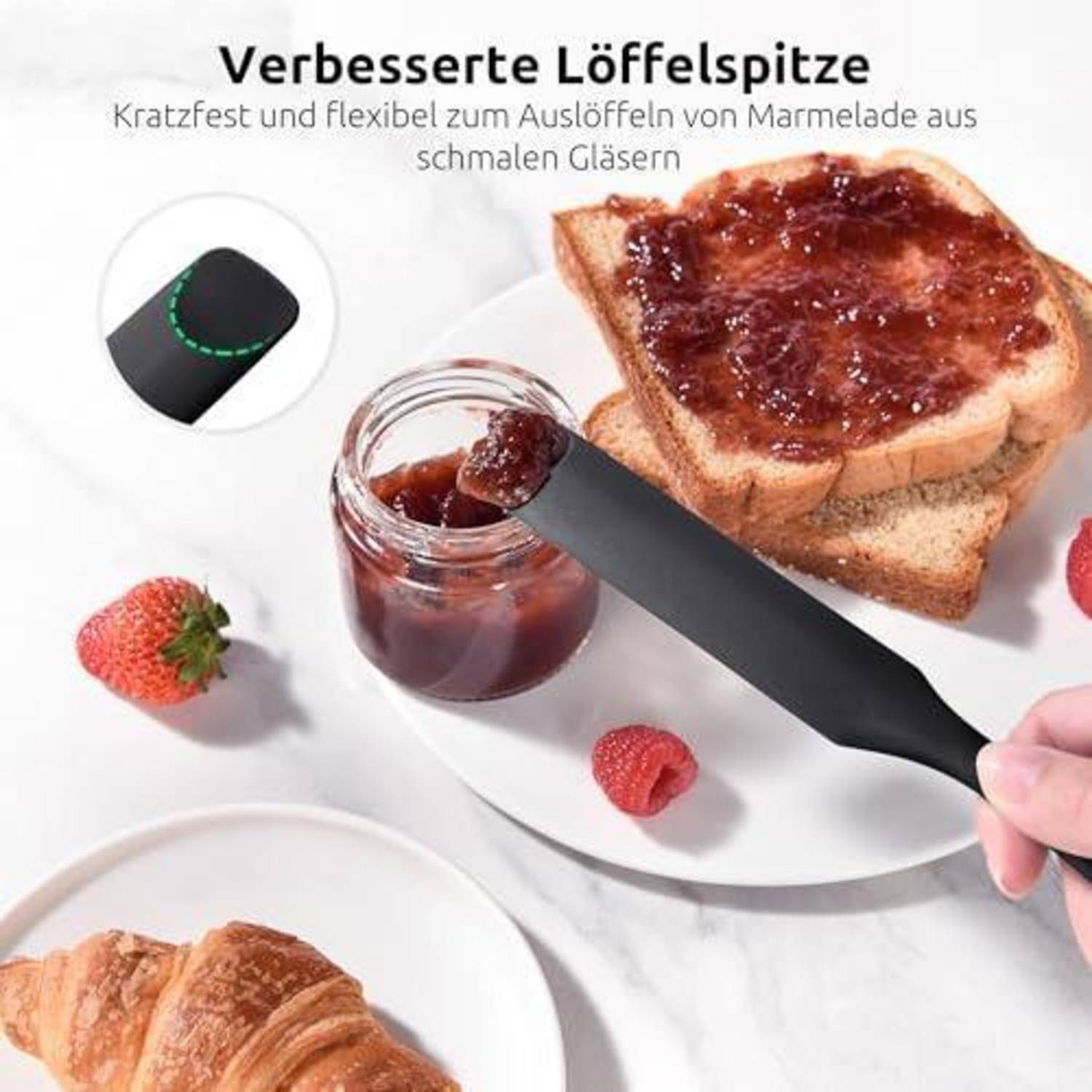 Silikonspatel 315℃ hitzebeständig Löffelspitze Schwarz