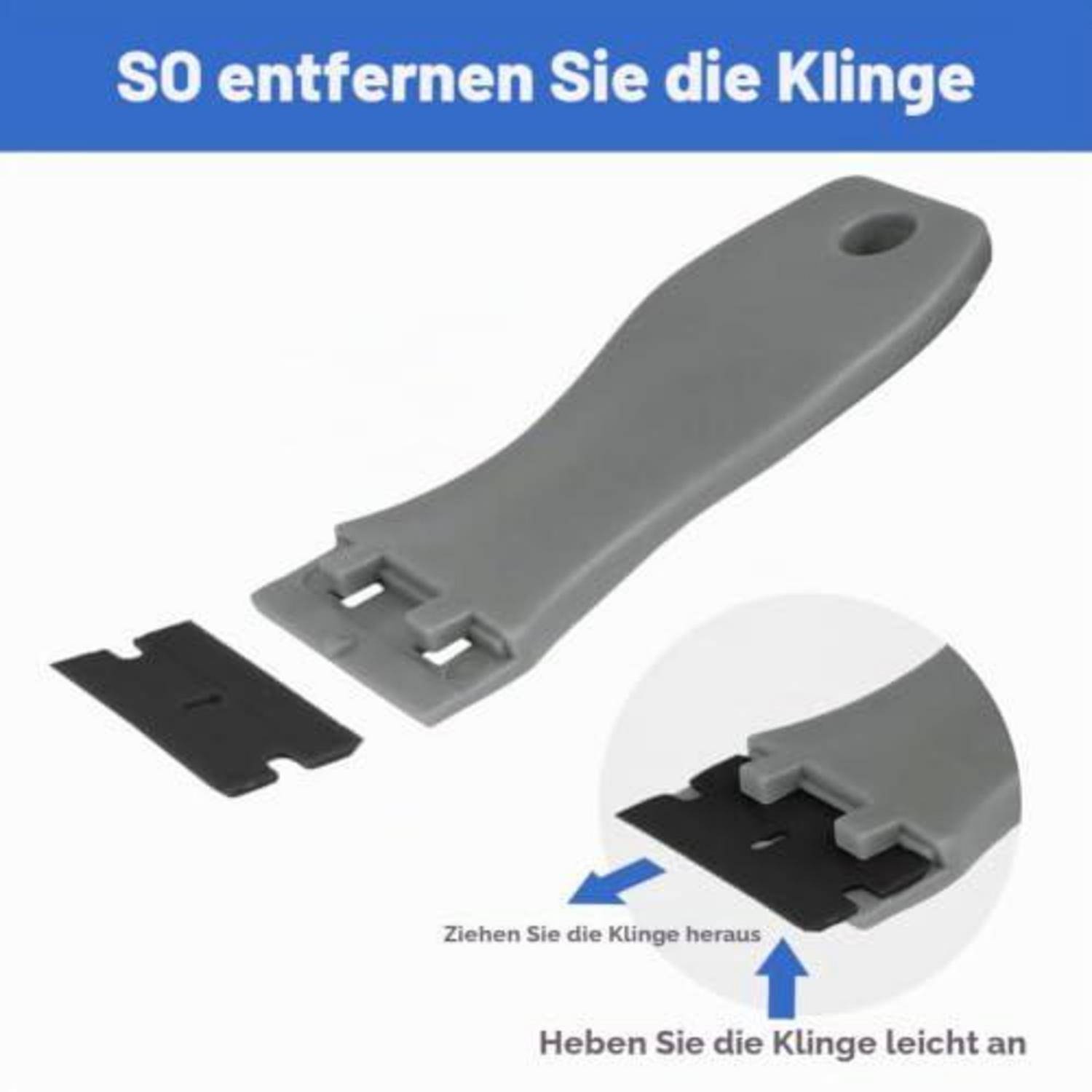 Keramikschaber Set 2 Stück mit 30 Kunststoffklingen Grau