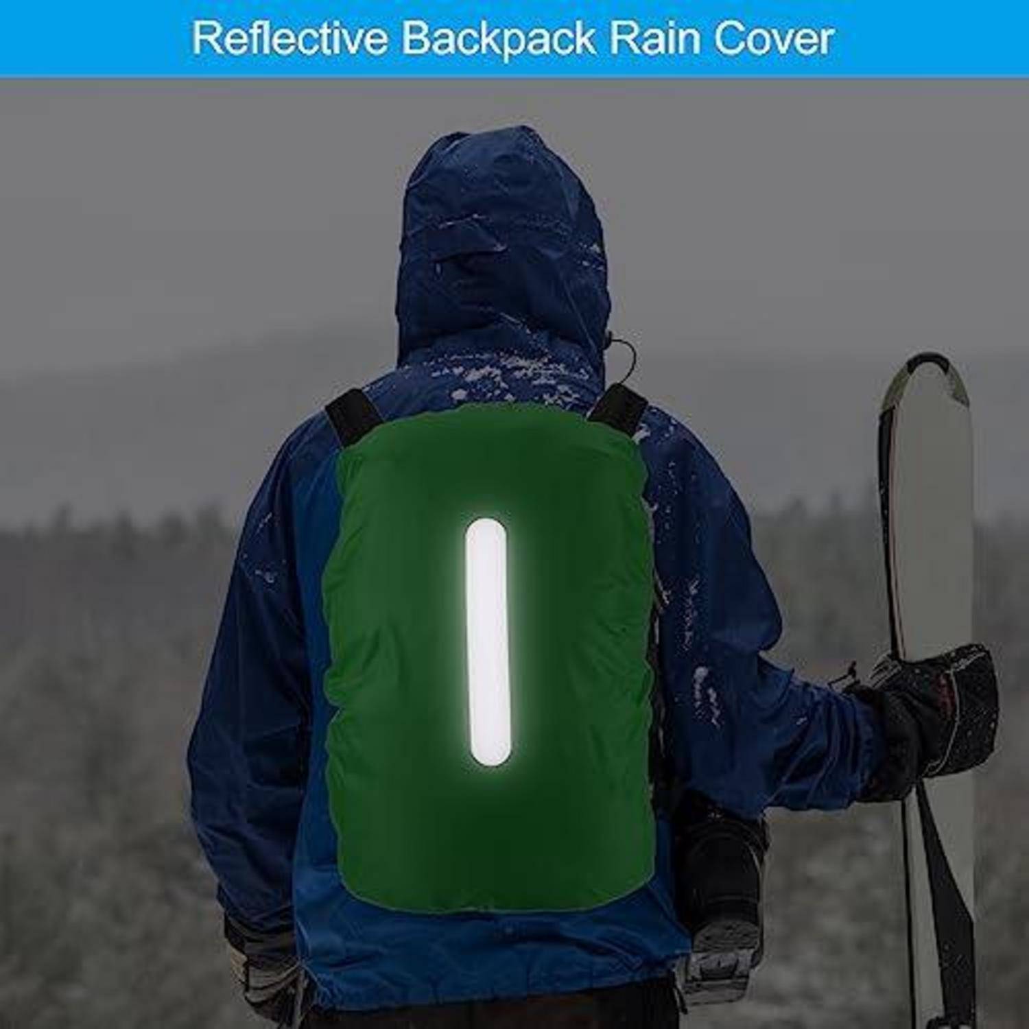 Rucksack Regenhülle L 55-65L wasserdicht reflektierend Hellgrün