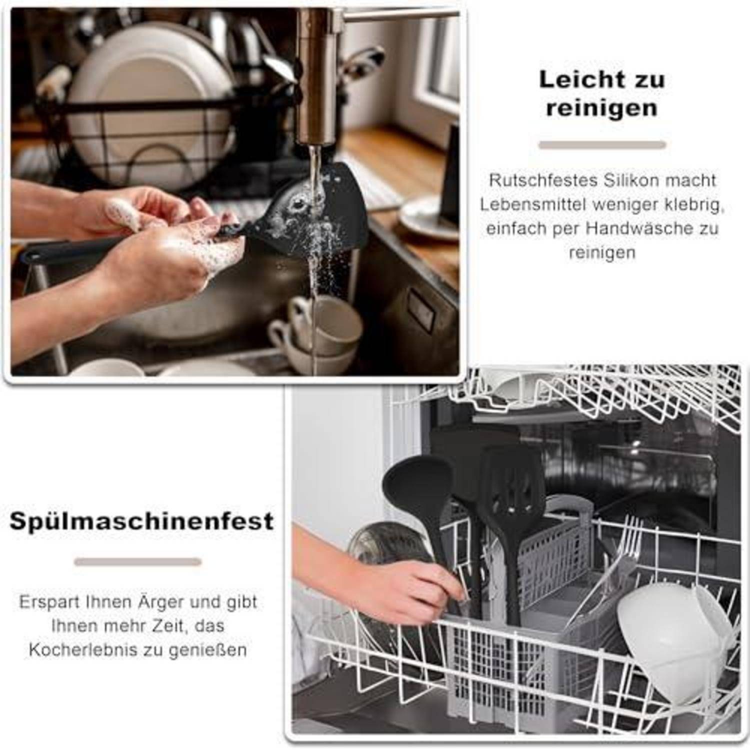Küchenhelfer Set 8-teilig Silikon hitzebeständig bis 230°C schwarz