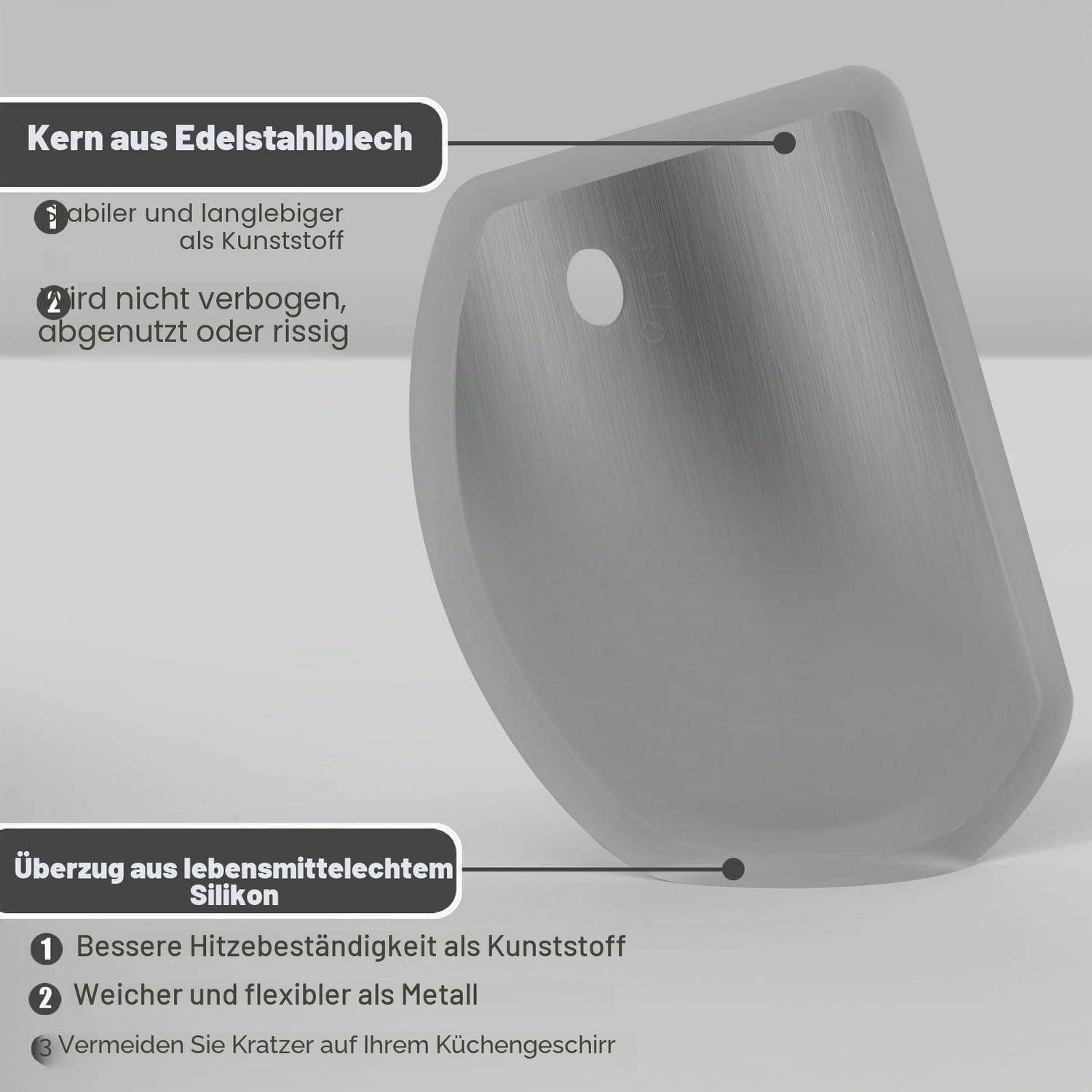 2x Silikon Teigschaber 15.2x10.9CM Grau