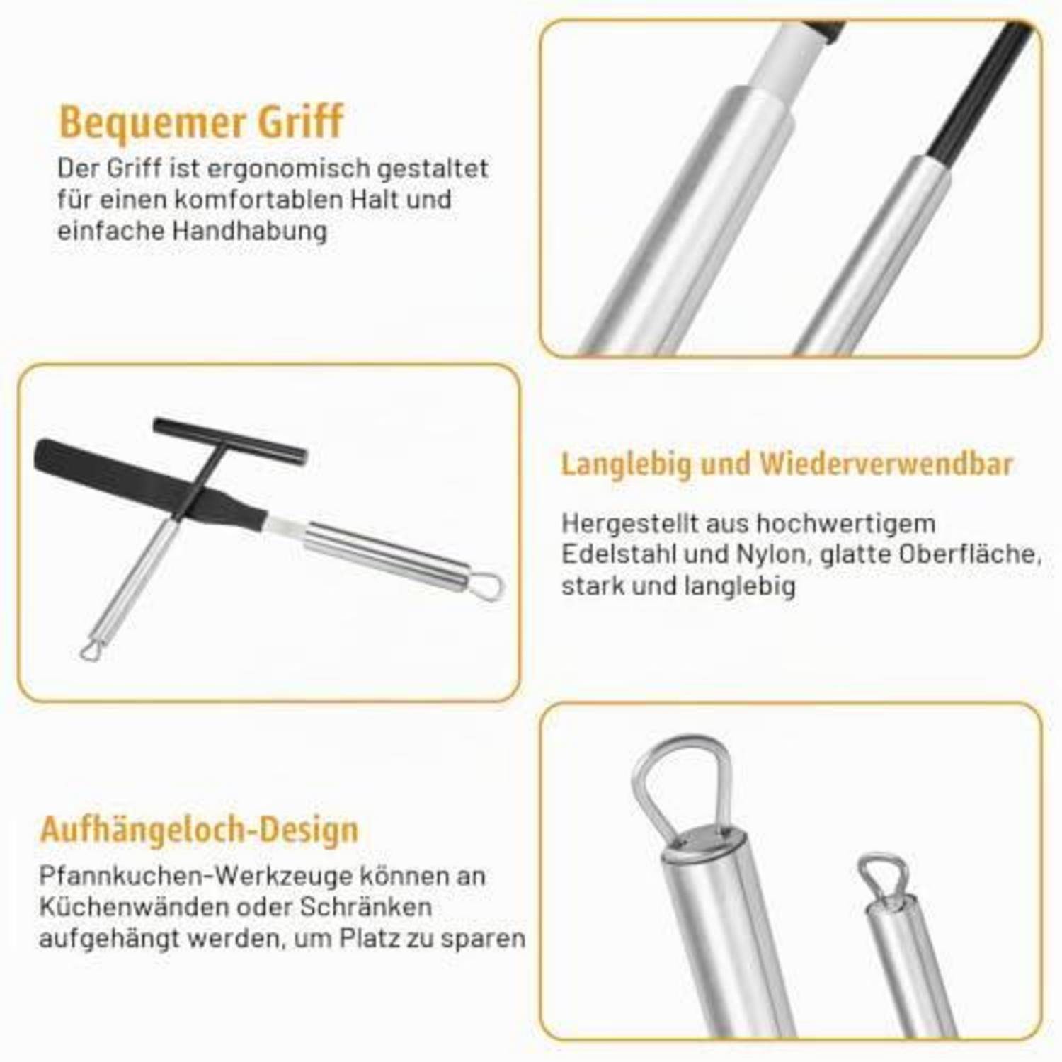 Crepes Verteiler und Spatel Set Edelstahl 2-teilig