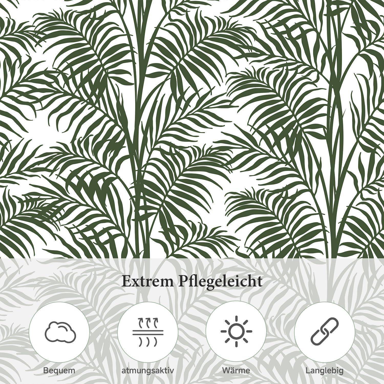 Tapete mit Palmwedeln und dem Text „Extrem Pflegeleicht