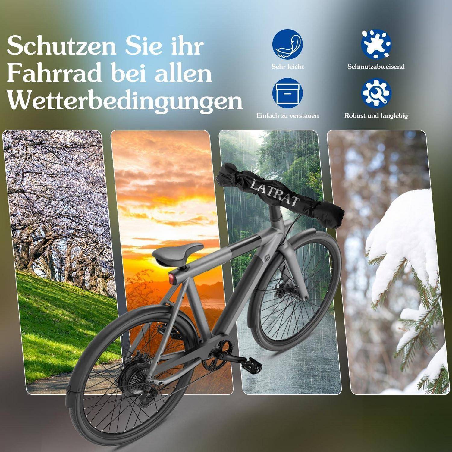 LATRAT Lenkerschutzhülle Fahrrad Transportschutz 80x17cm wasserfest staubdicht