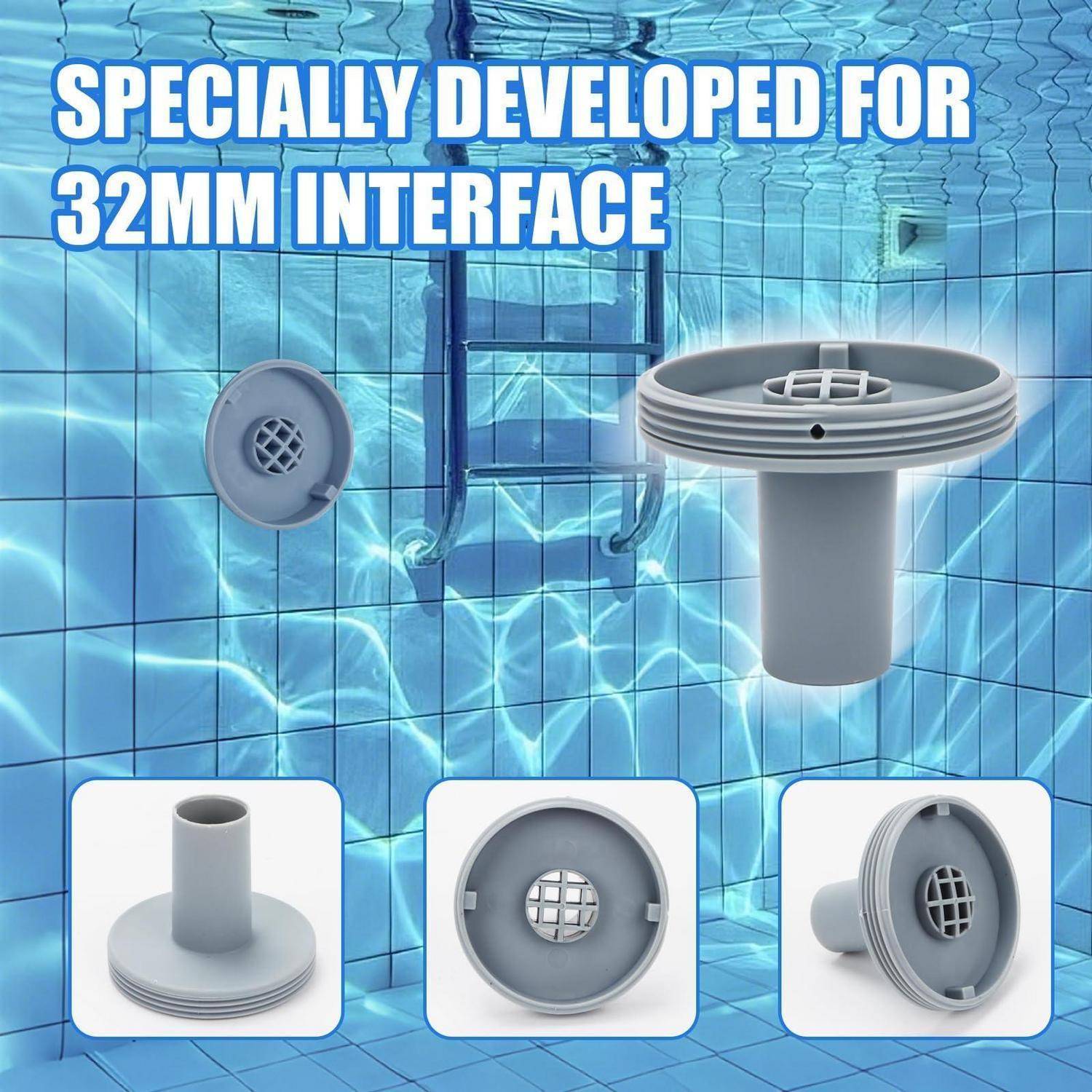 Pool Einlaufdüse 360° drehbar 32mm Set mit Schlauchschellen
