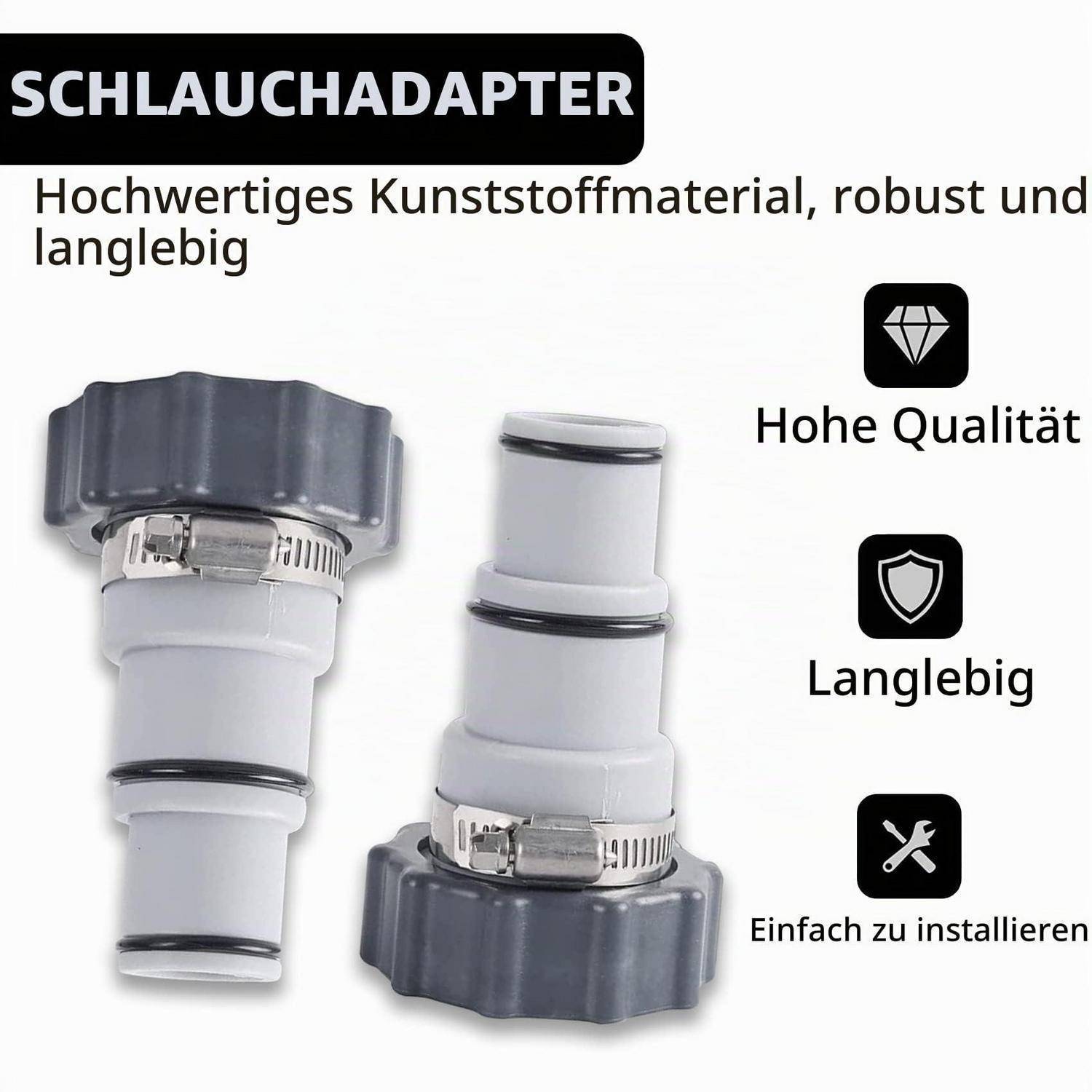 Poolschlauch Adapter Typ A 32/38 mm mit Innengewinde und Zubehör