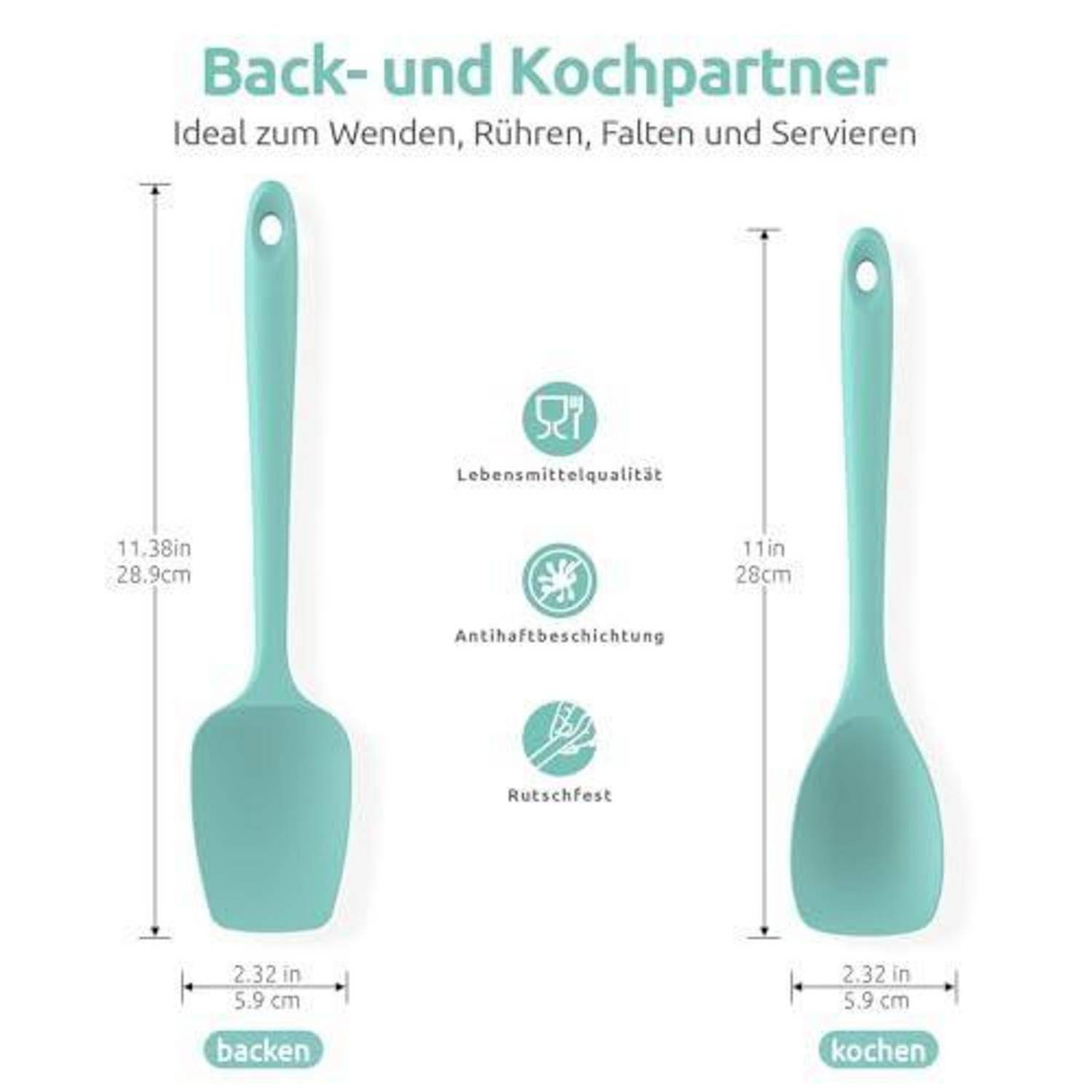 U-Taste Silikon Löffel 2 Stück 315℃ hitzebeständig Aqua Sky
