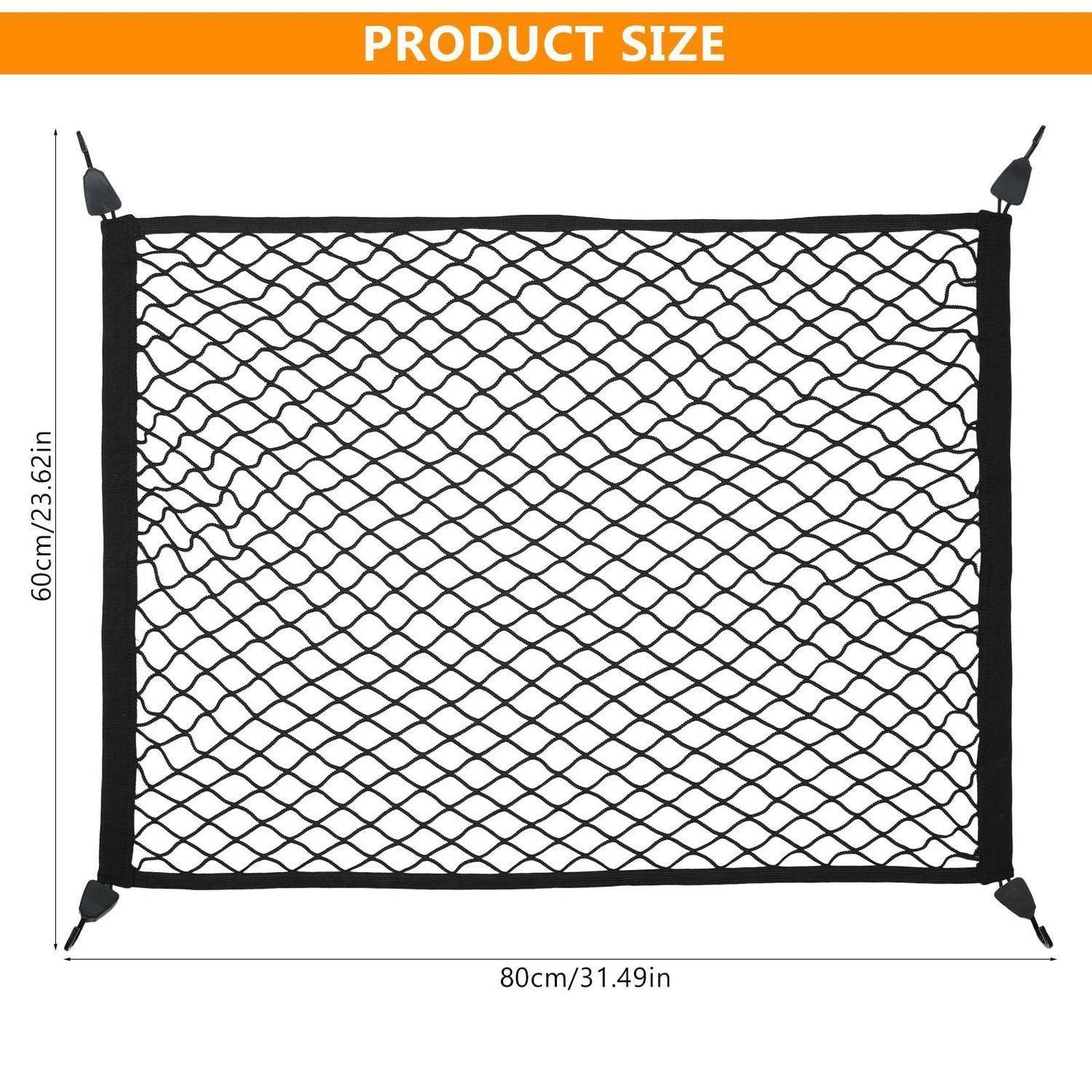 Größendiagramm einer schwarzen Ladenetz, 80 cm breit und 60 cm hoch.