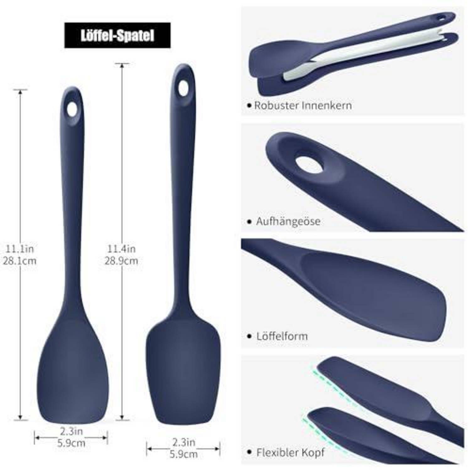 Produktdiagramm eines marineblauen „Löffel-Spatel