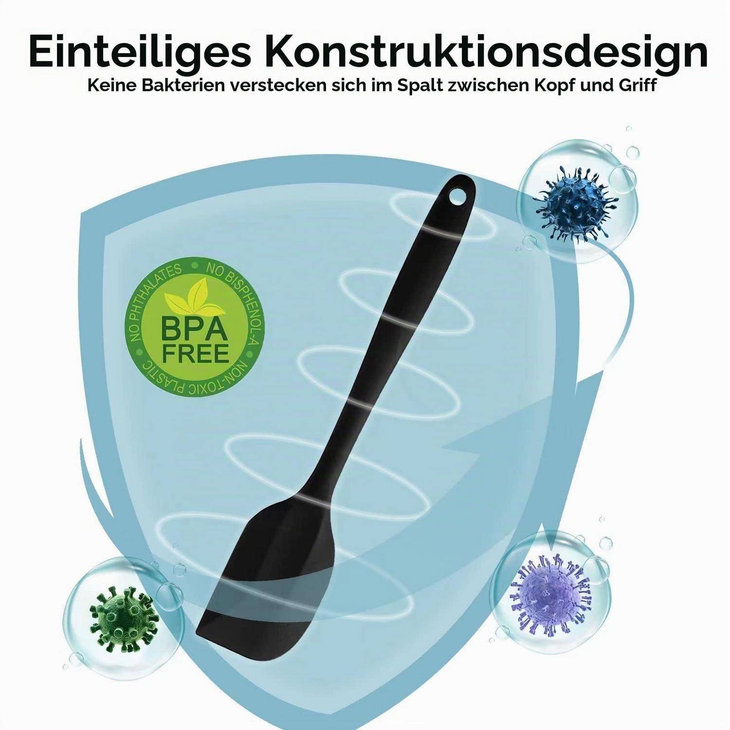 Silikon Spatel Set 2 Stück, hitzebeständig bis 250°C, BPA-frei, schwarz