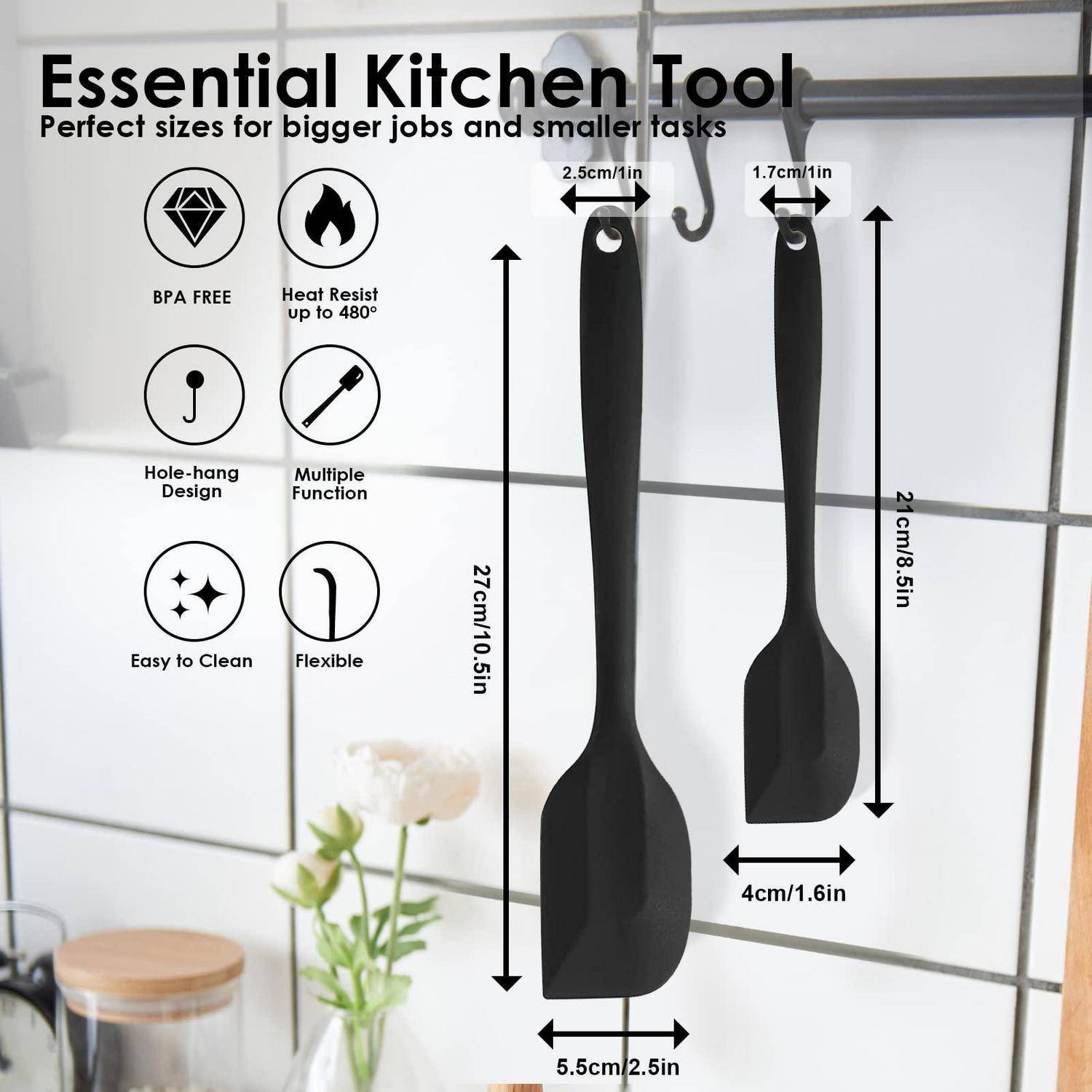 Silikon Spatel Set 2 Stück, hitzebeständig bis 250°C, BPA-frei, schwarz