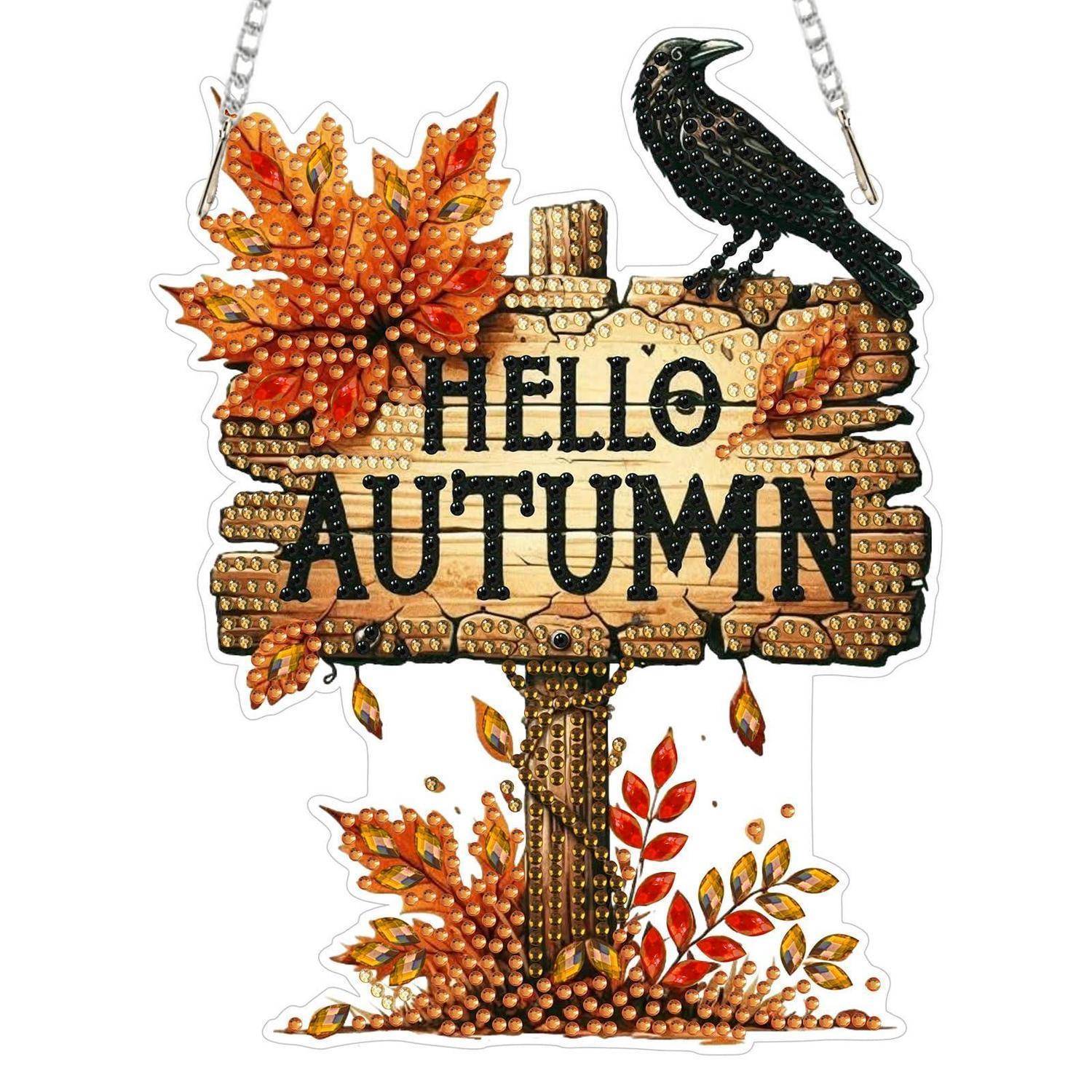 Dekoratives Hängschild mit der Aufschrift „HALLO HERBST