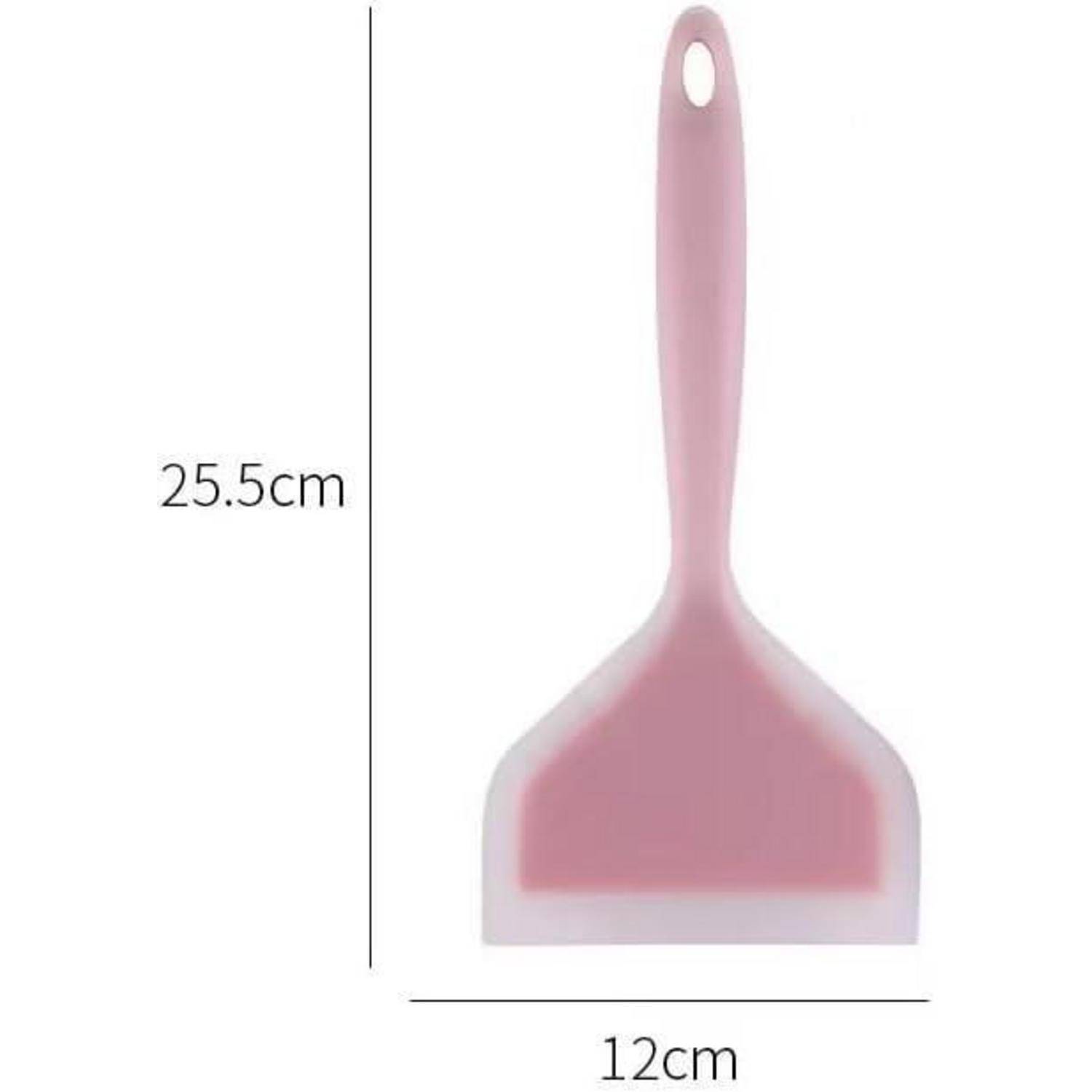 Rosa Abzieher oder Schaber, gezeigt mit Größenangaben 25,5 cm hoch und 12 cm breit.