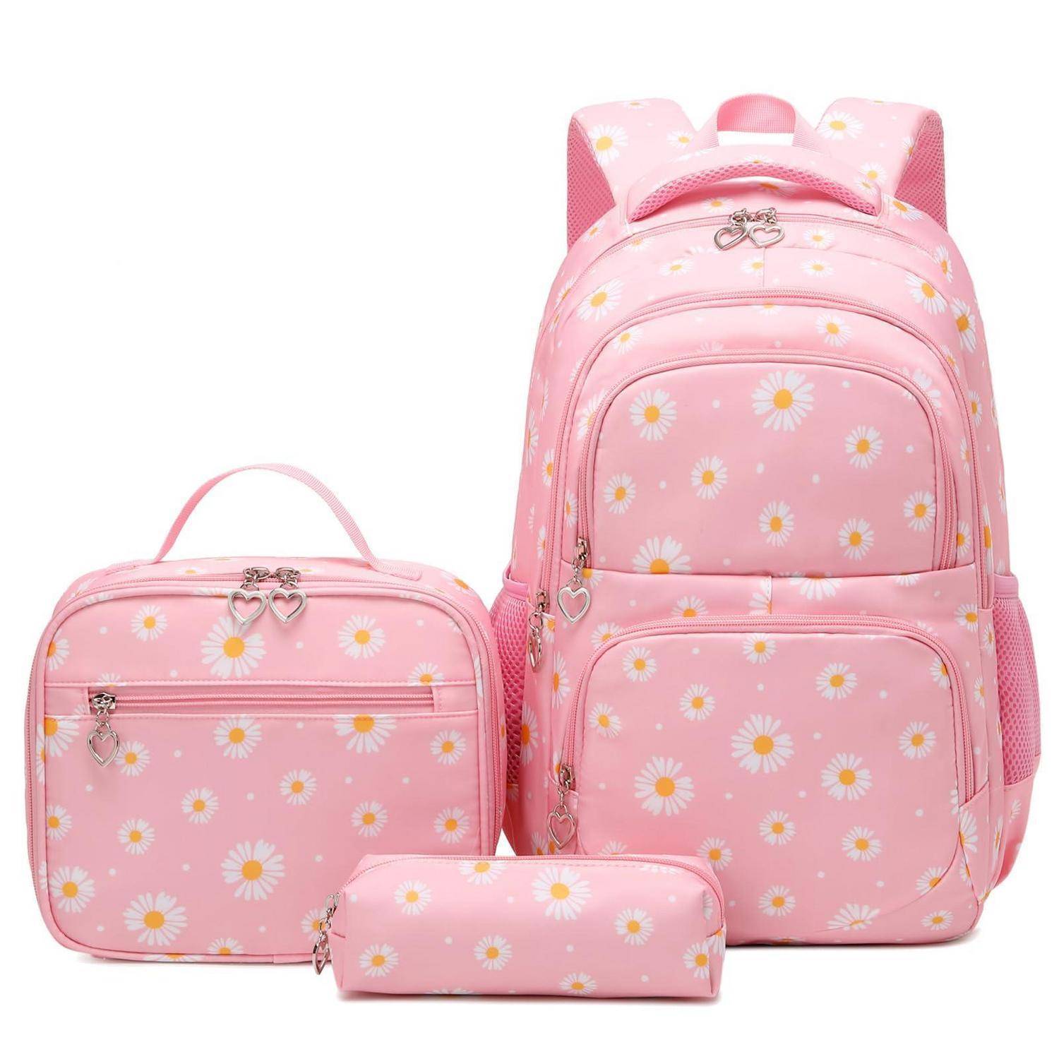 Schultaschen-Set Mädchen Rosa 3-teilig mit Lunchtasche und Stifteetui