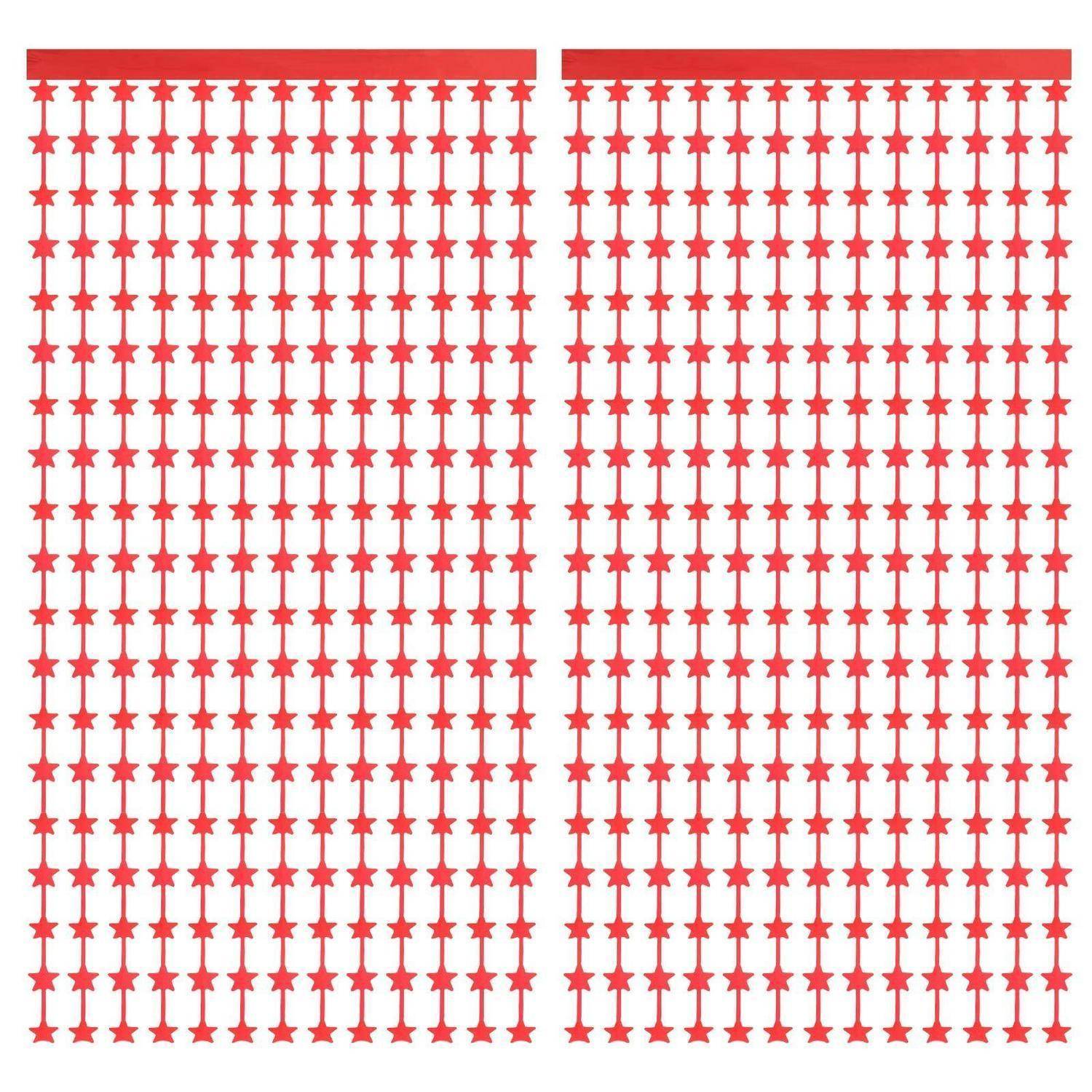 Girlande Sternen Folienfransen Vorhang 2 Stück Hellrot 1x2m