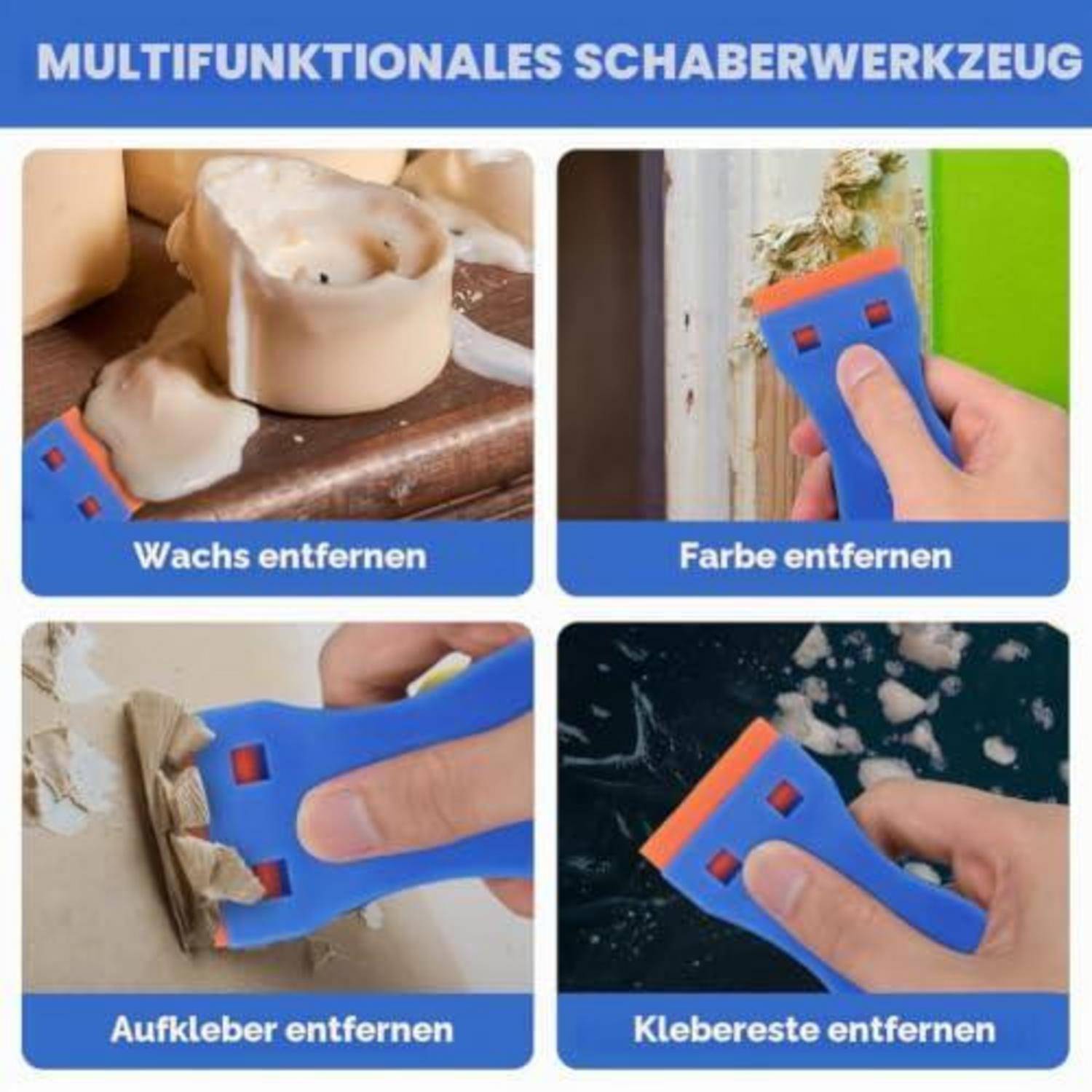 Flintronic Schaber Set 2 Stück mit 30 Kunststoffklingen Blau