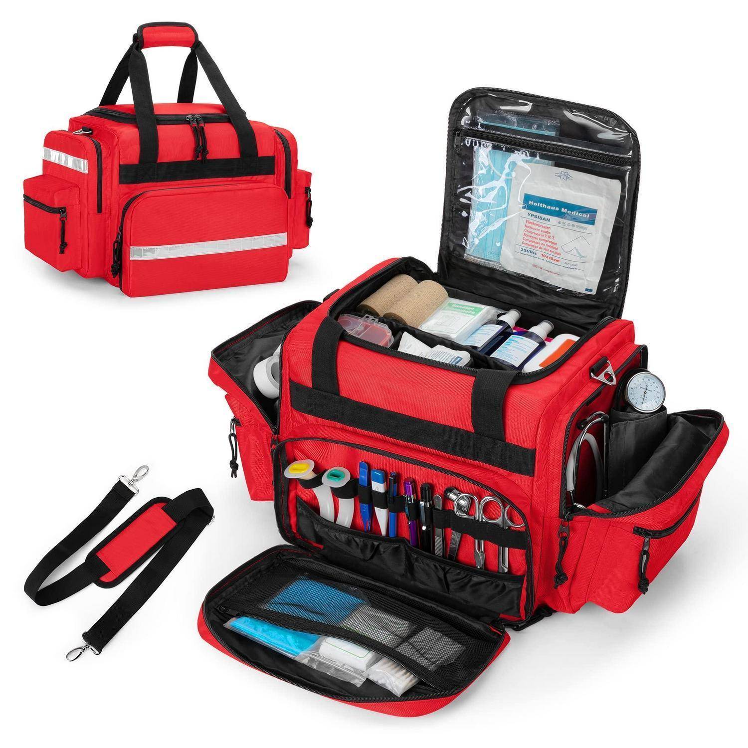 Damero Medizinische Trauma Tasche Rot mit Reflektoren und Trennwänden