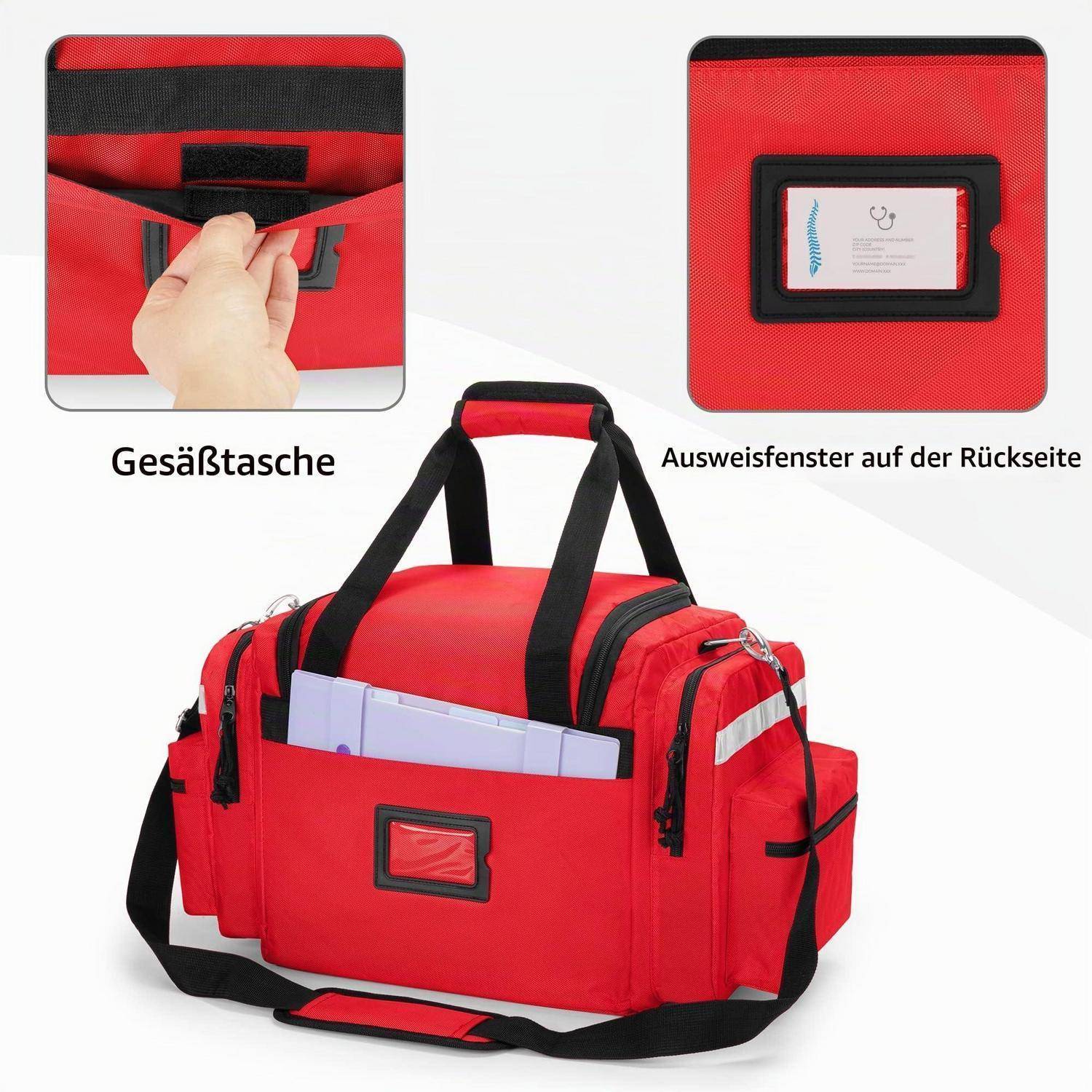 Damero Medizinische Trauma Tasche Rot mit Reflektoren und Trennwänden