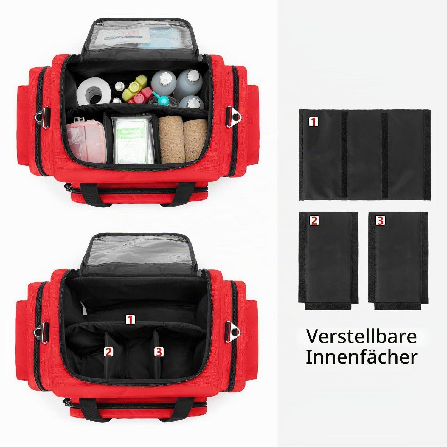 Damero Medizinische Trauma Tasche Rot mit Reflektoren und Trennwänden