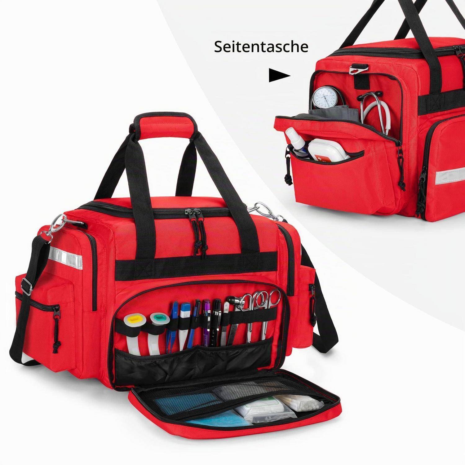 Damero Medizinische Trauma Tasche Rot mit Reflektoren und Trennwänden