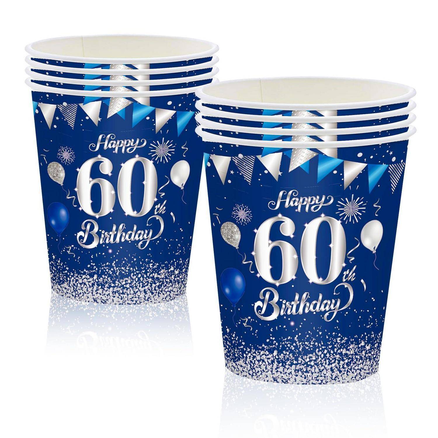 Stapel blauer Einwegbecher mit der Aufschrift 