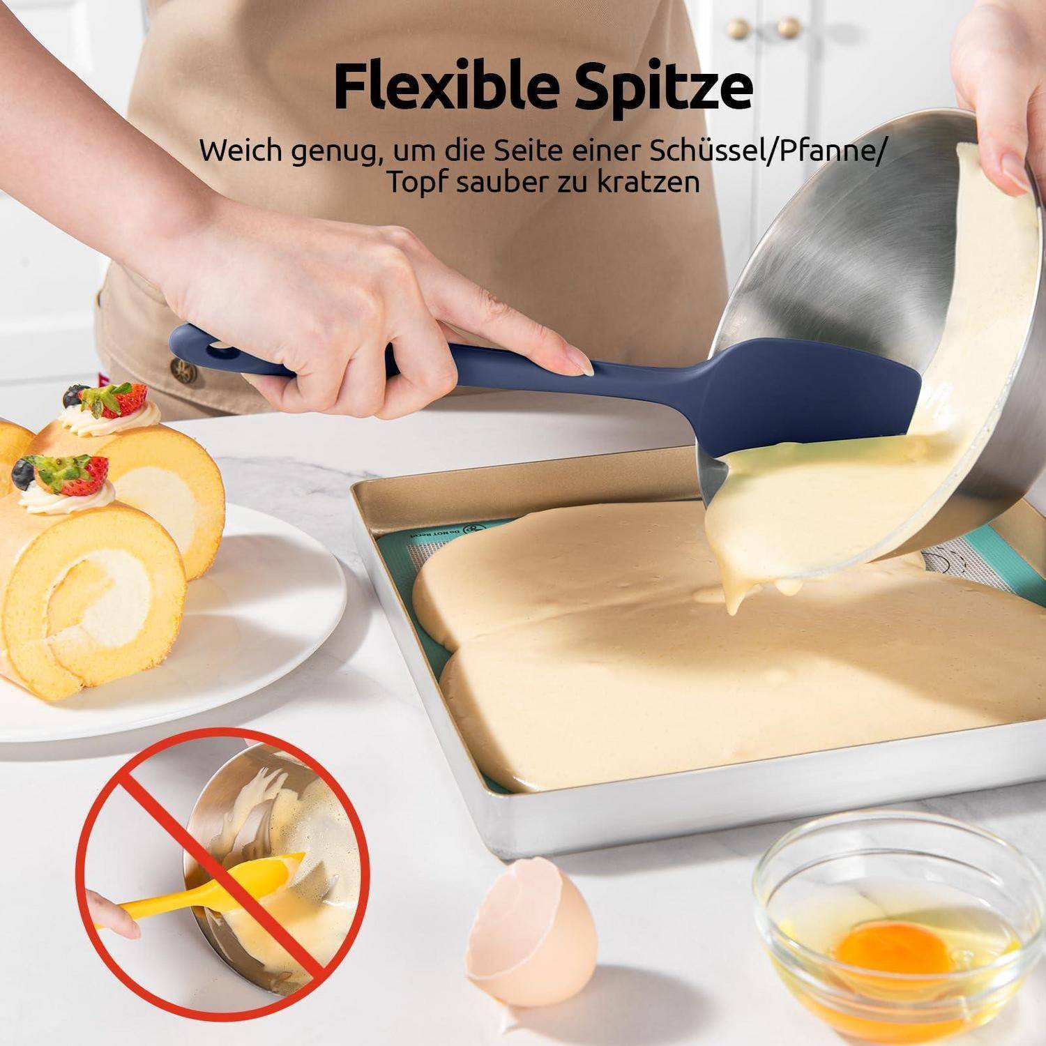 U-Taste Silikon Teigschaber Set 4-teilig, 315°C hitzebeständig, Mitternachtsblau