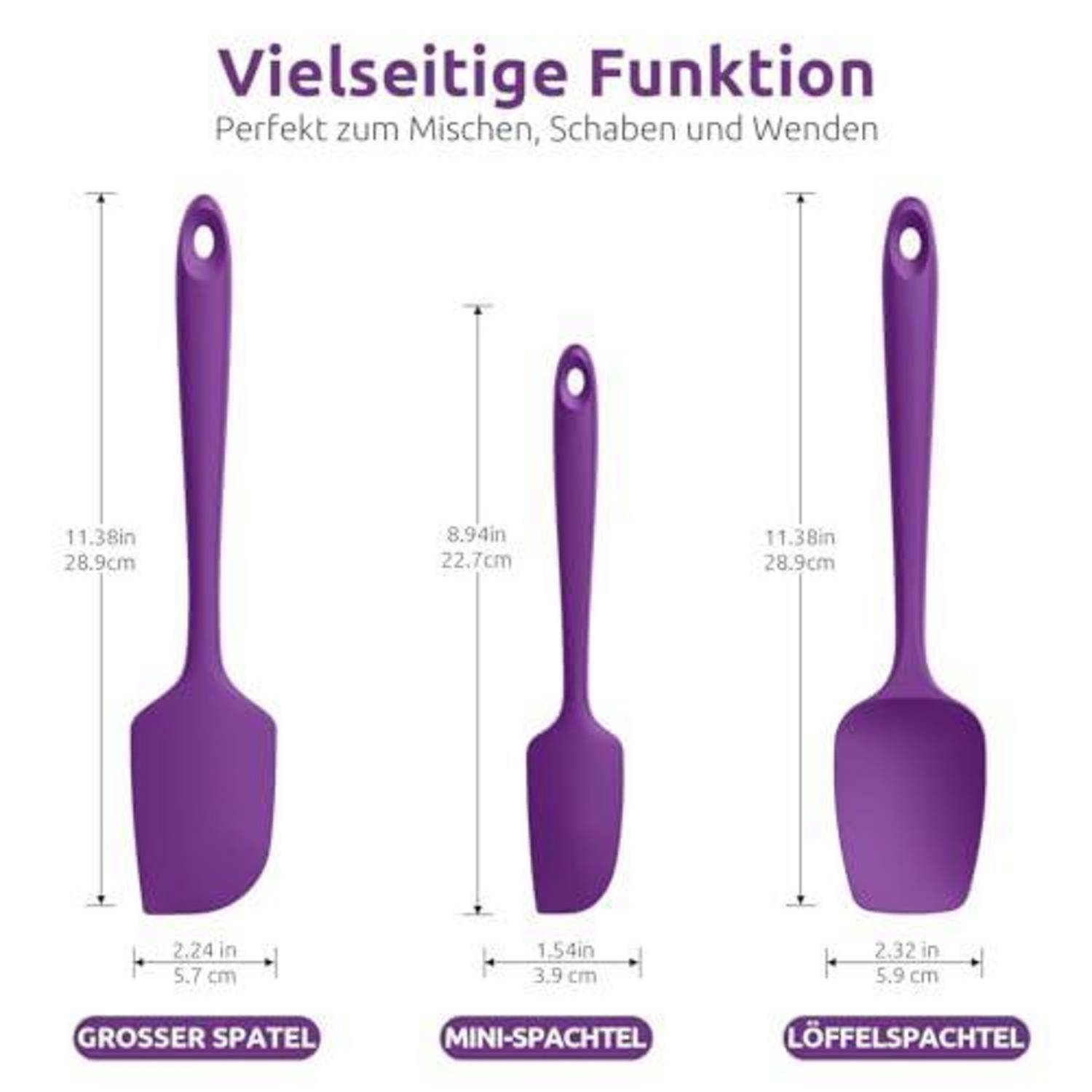 U-Taste Silikon Teigschaber Set 3-teilig Lila 315℃ hitzebeständig
