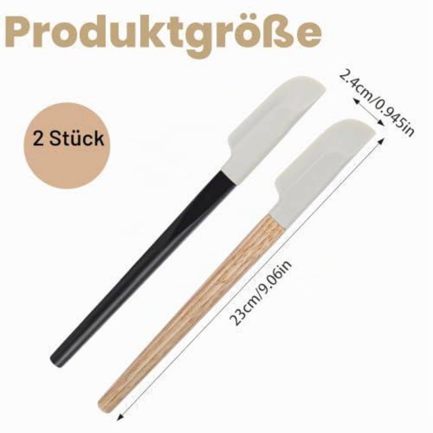 Produktgrößengrafik mit zwei Spachteln mit der Bezeichnung „2 Stück