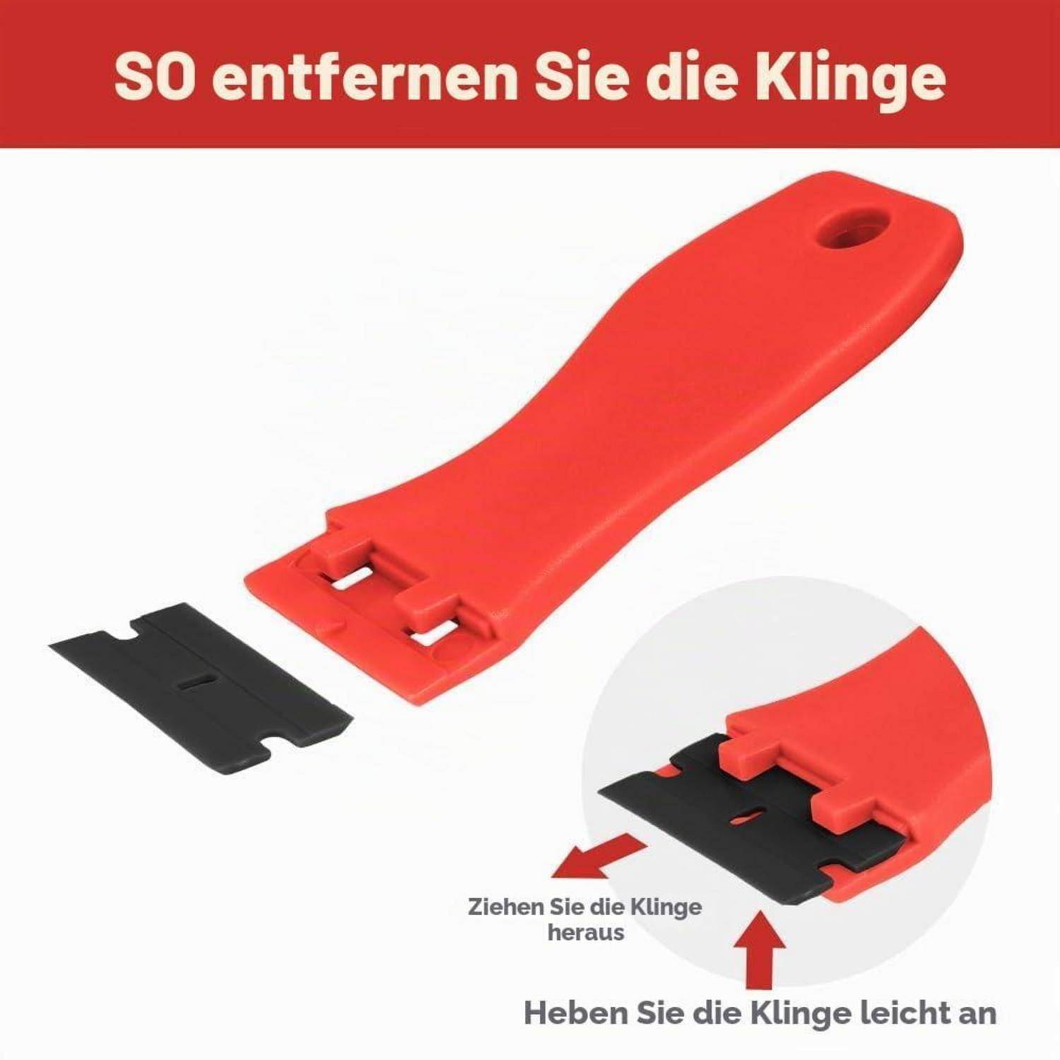 Schaber Set 2 Stück mit 30 Kunststoffklingen Rot