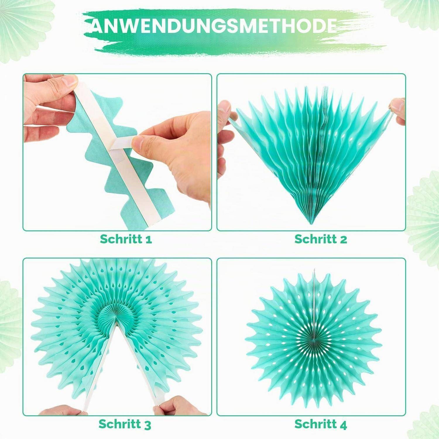 Papierfächer Set 11 Stück Waldgrün/Mintgrün/Weiß