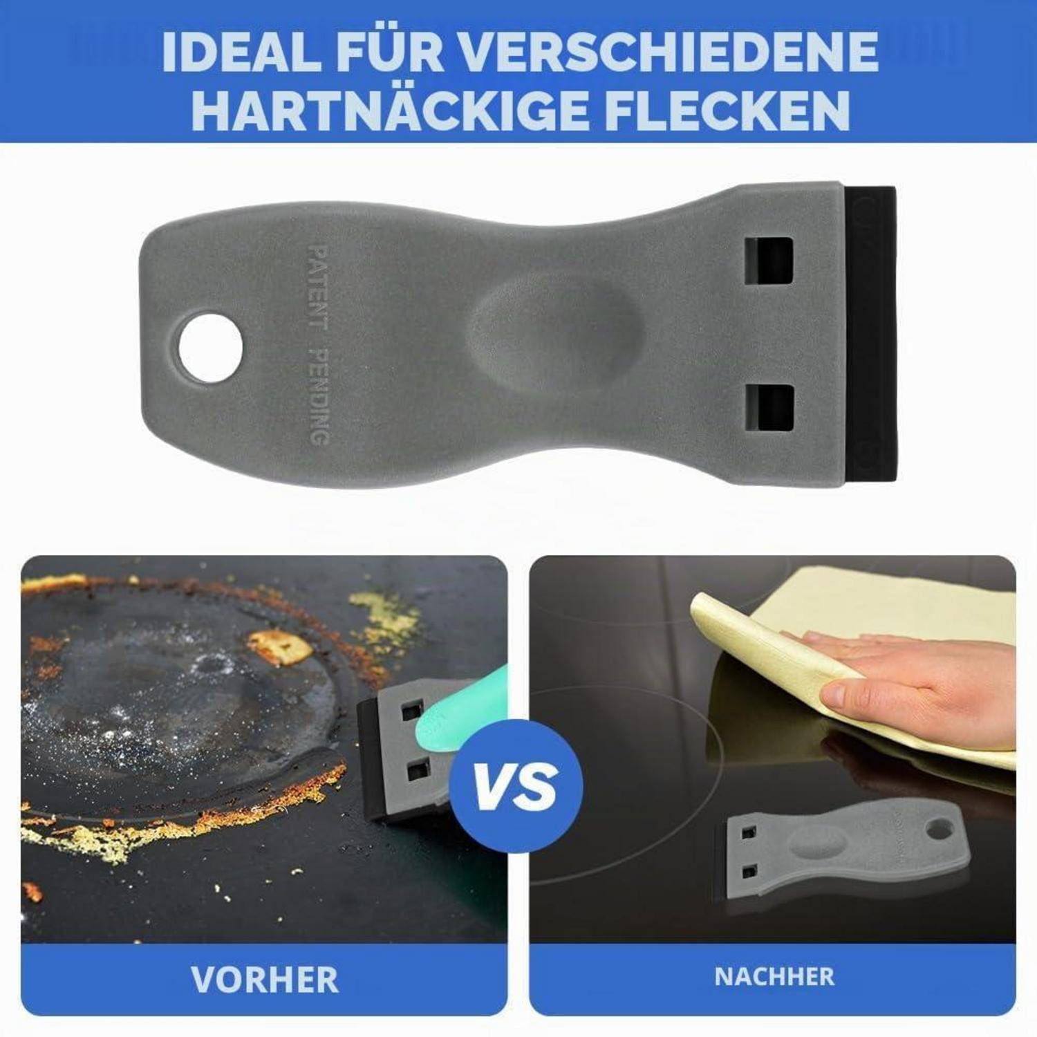 Keramikschaber Set mit 20 Kunststoffklingen Grau