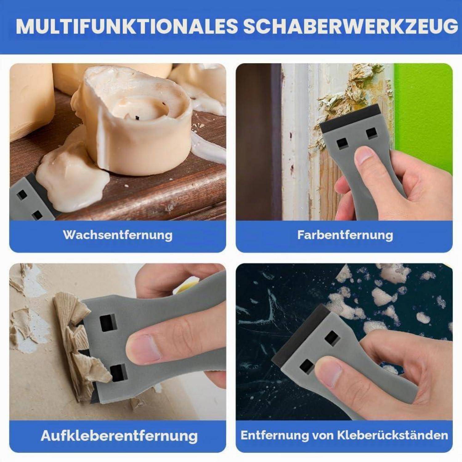 Keramikschaber Set mit 20 Kunststoffklingen Grau
