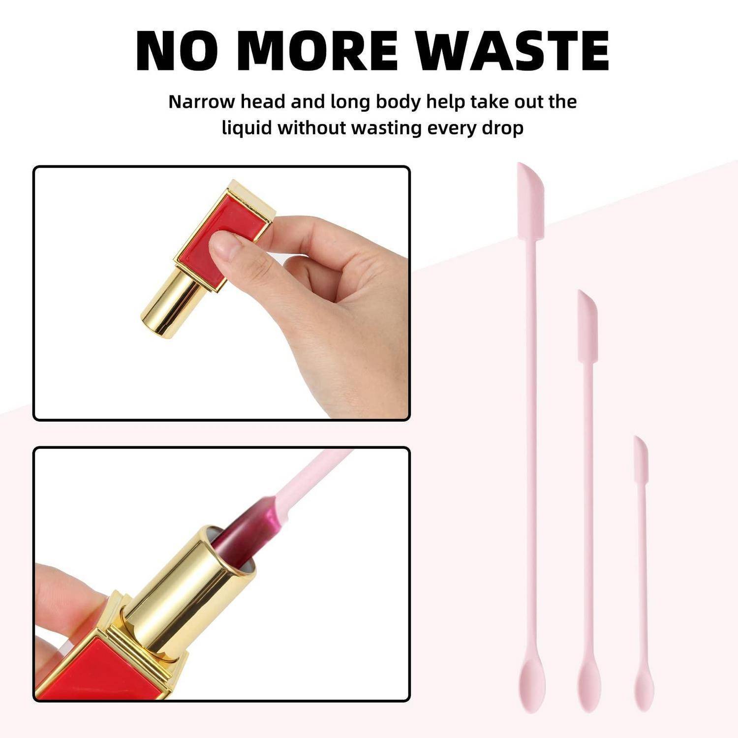 Infografik mit einer Lippenstift-Tube mit der Aufschrift „KEINE VERSCHWENDUNG MEHR