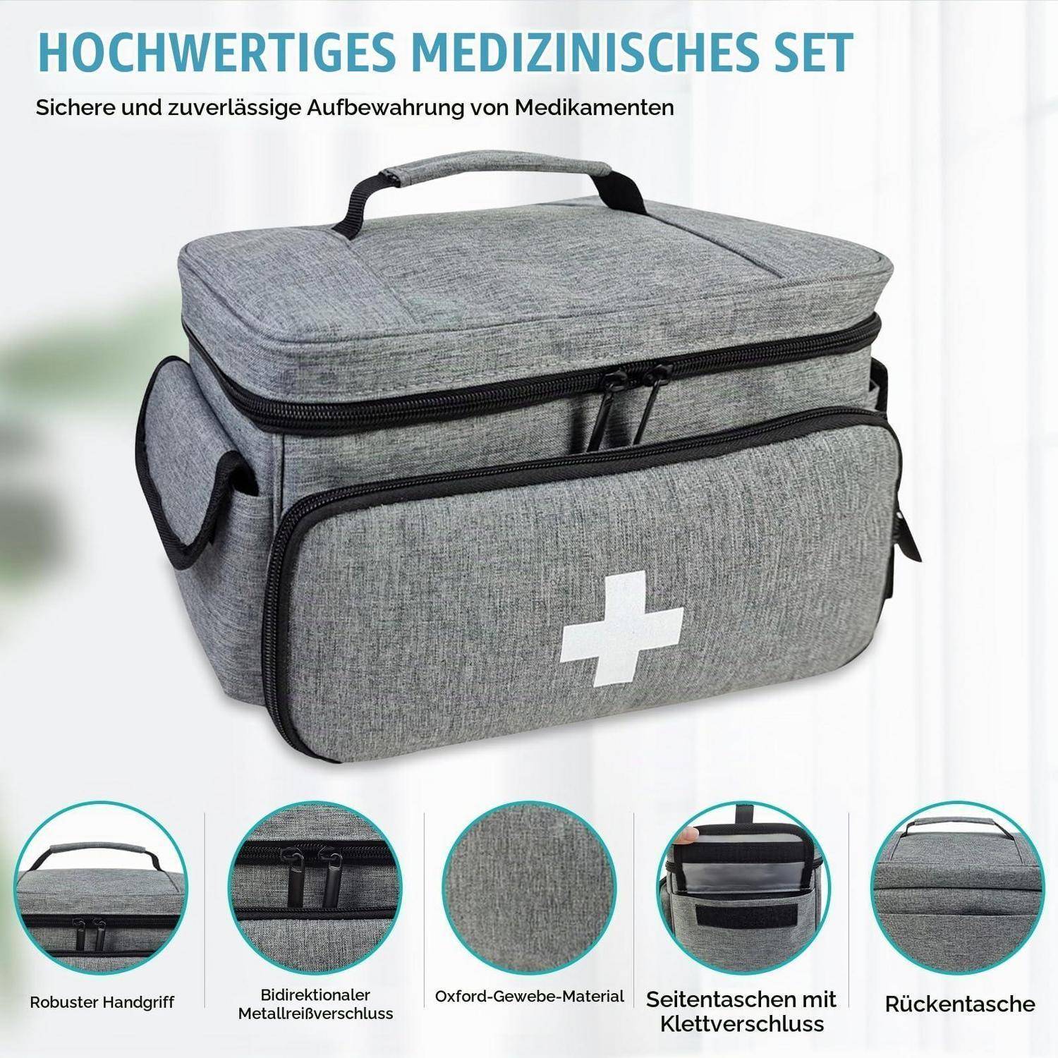 Erste-Hilfe-Tasche Grau Oxford-Gewebe 30x20x17,5cm