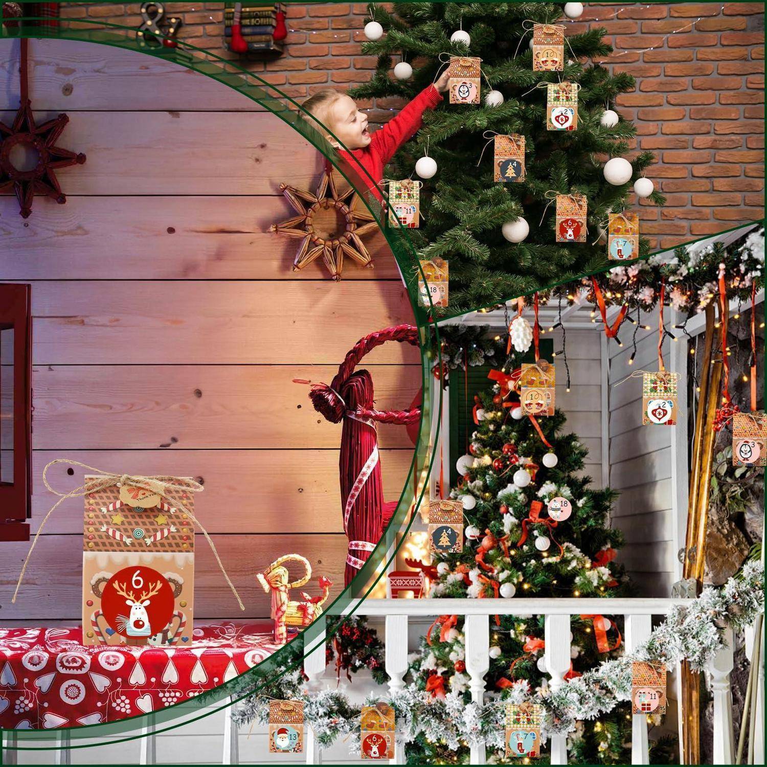 Adventskalender zum Befüllen 24er Set mit Anhängern und Aufklebern