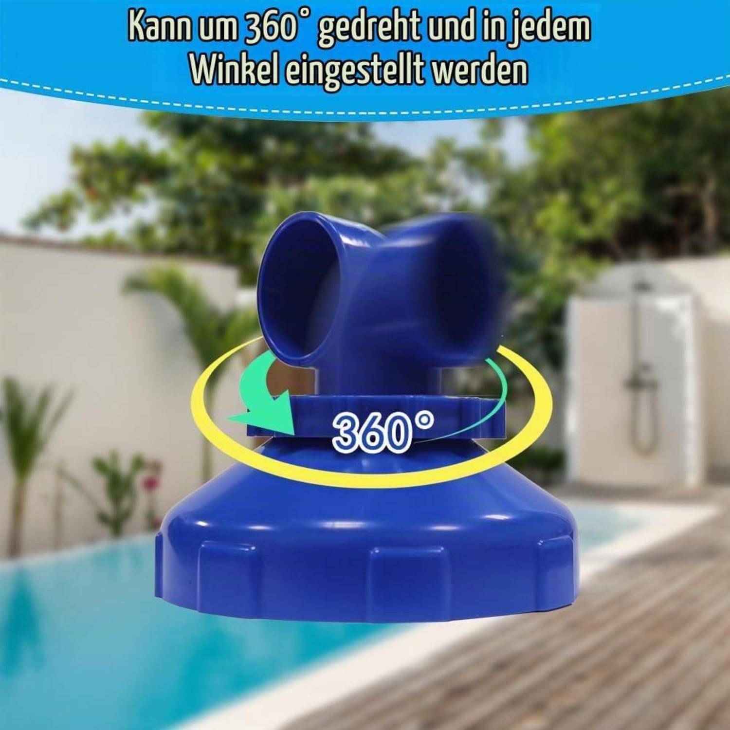Blauer verstellbarer Pooldüse mit „360°