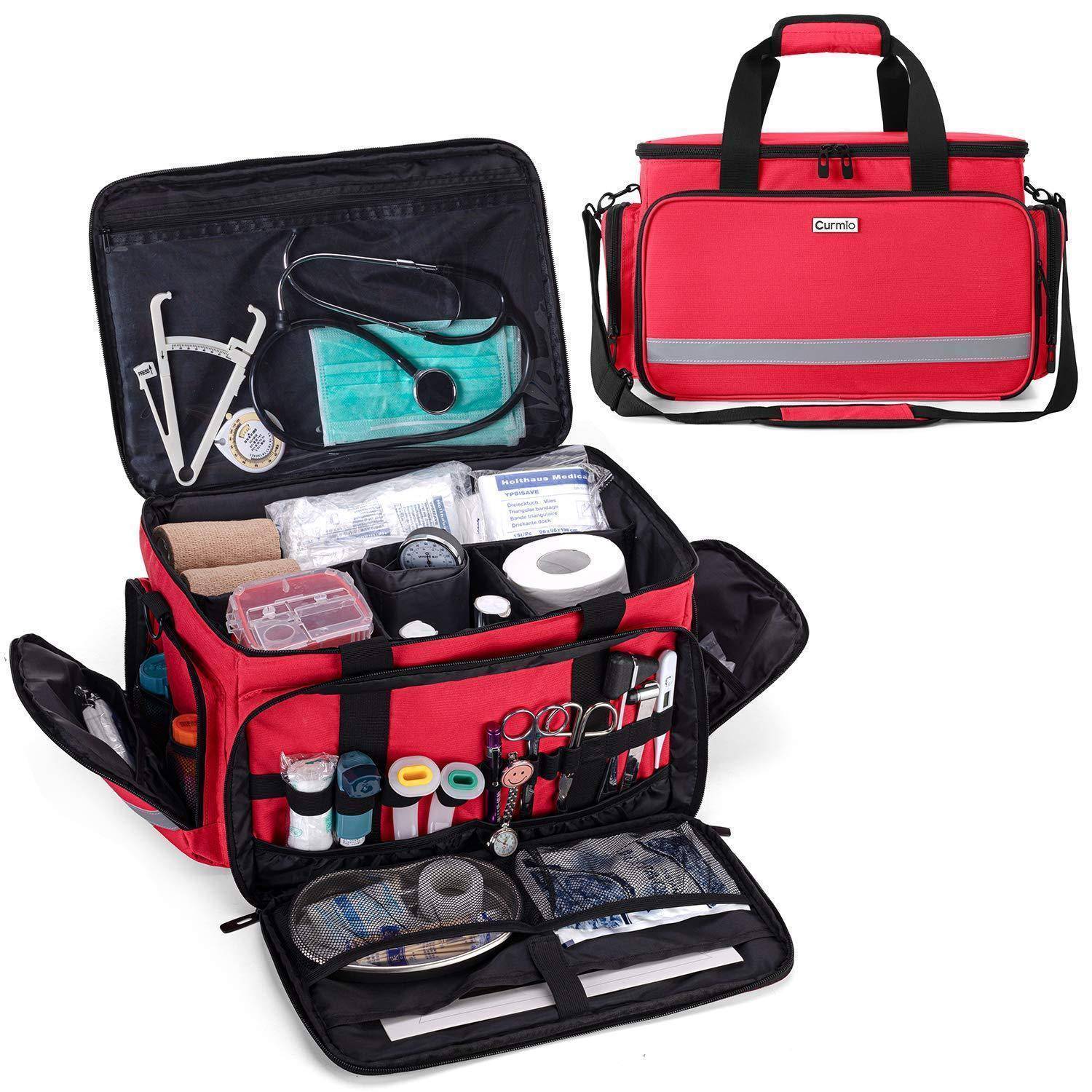 CURMIO Tragbare Medizintasche Rot, Erste Hilfe Tasche Leer, 40cm
