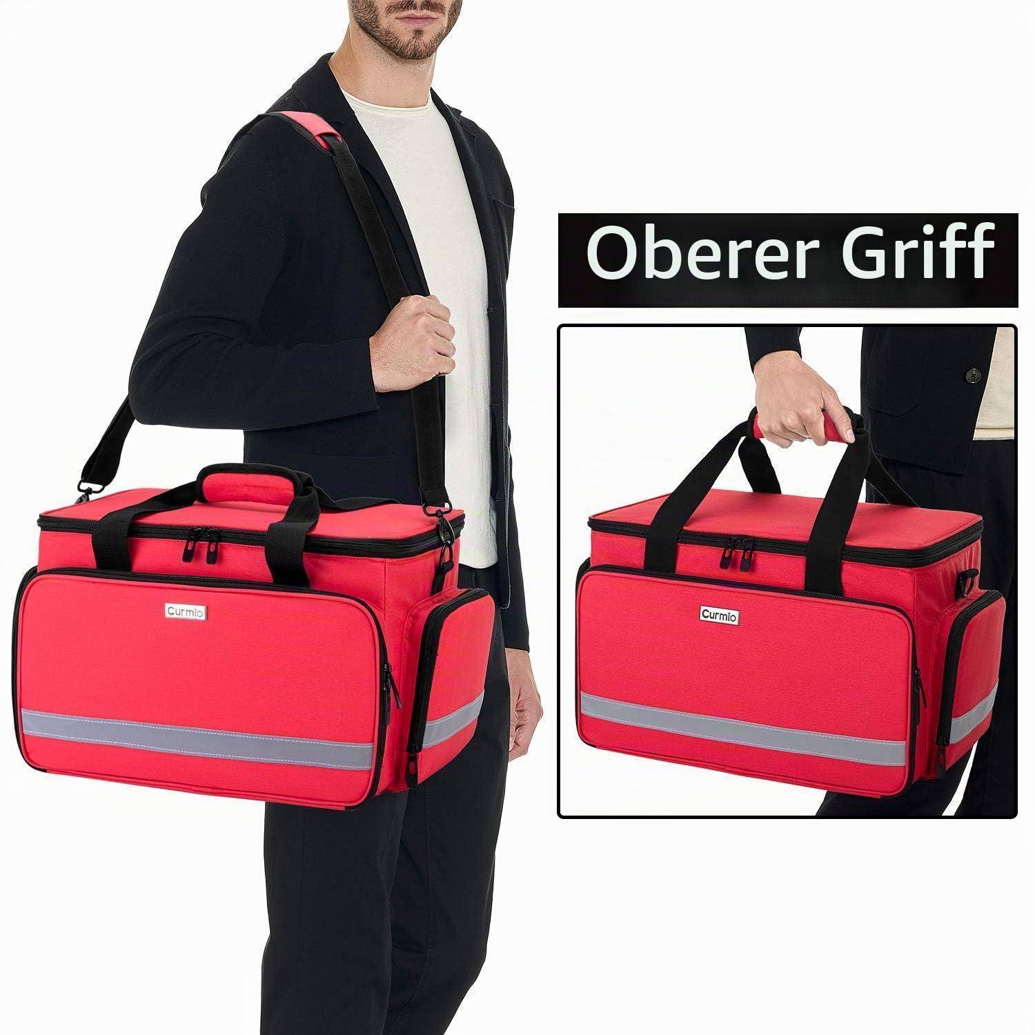 CURMIO Tragbare Medizintasche Rot, Erste Hilfe Tasche Leer, 40cm