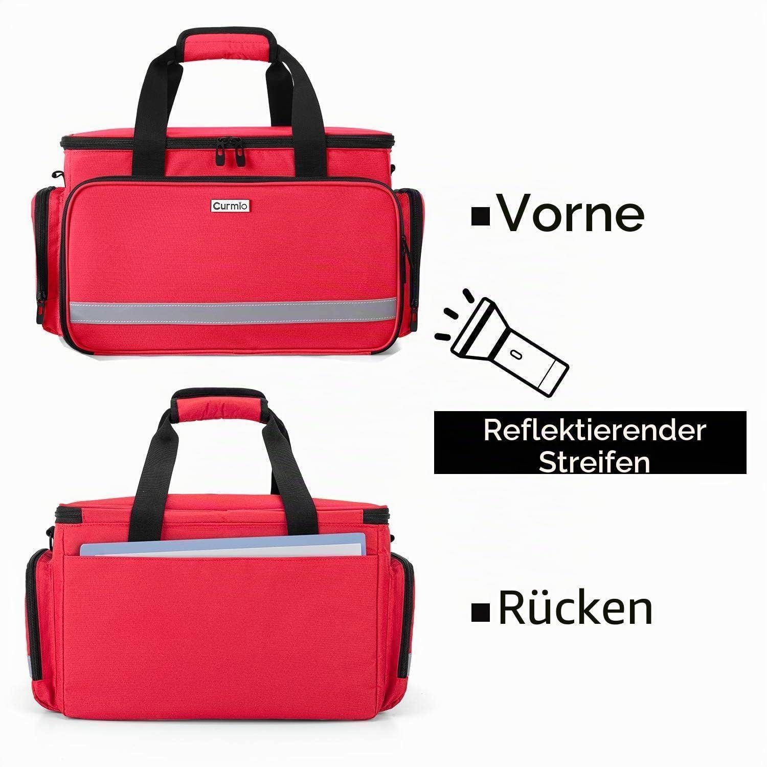 CURMIO Tragbare Medizintasche Rot, Erste Hilfe Tasche Leer, 40cm